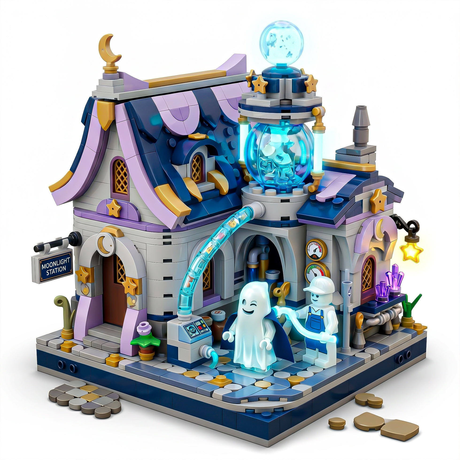 Halloween Ghost Moonlight Station Display Building Set