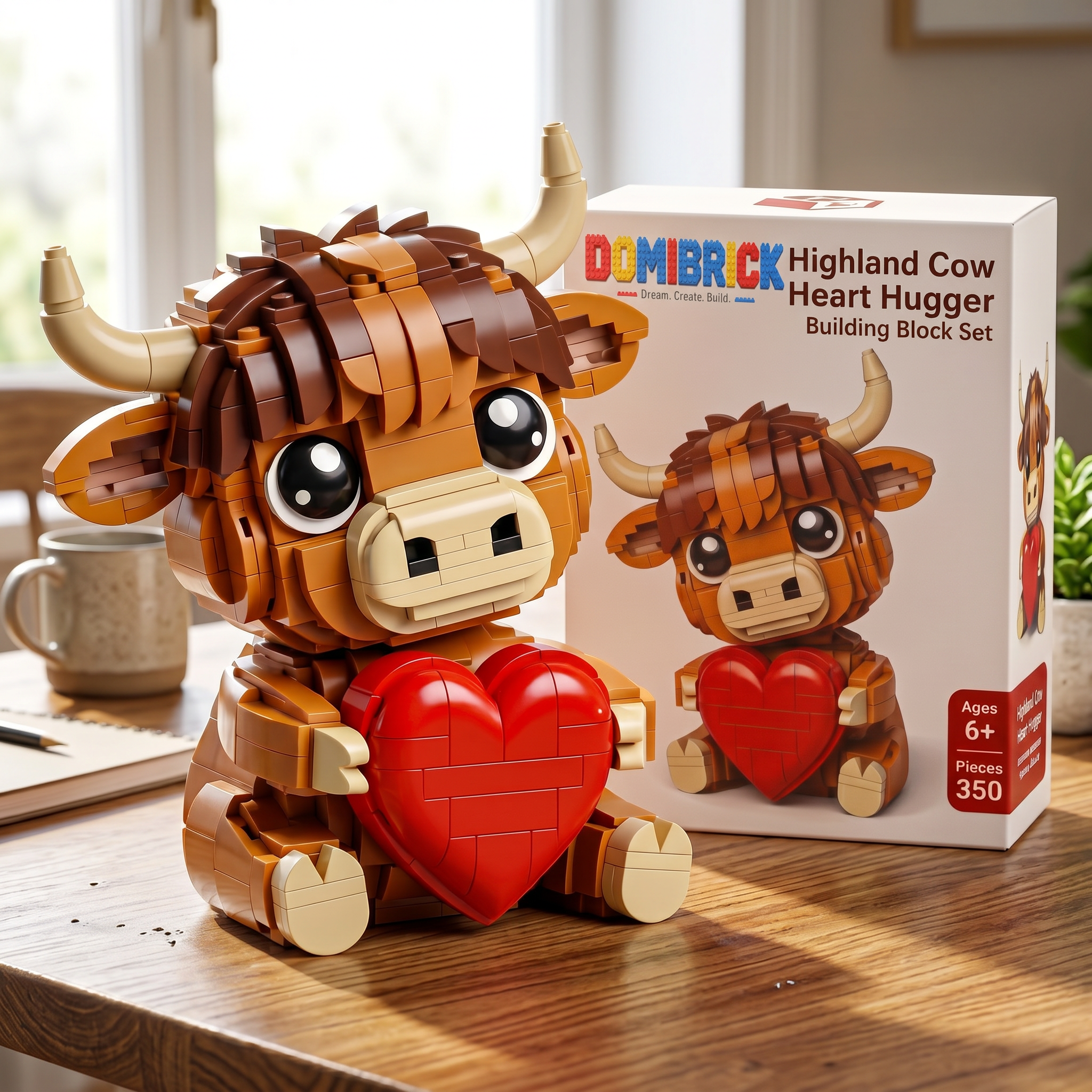 Highland Cow Heart Hugger Building Set