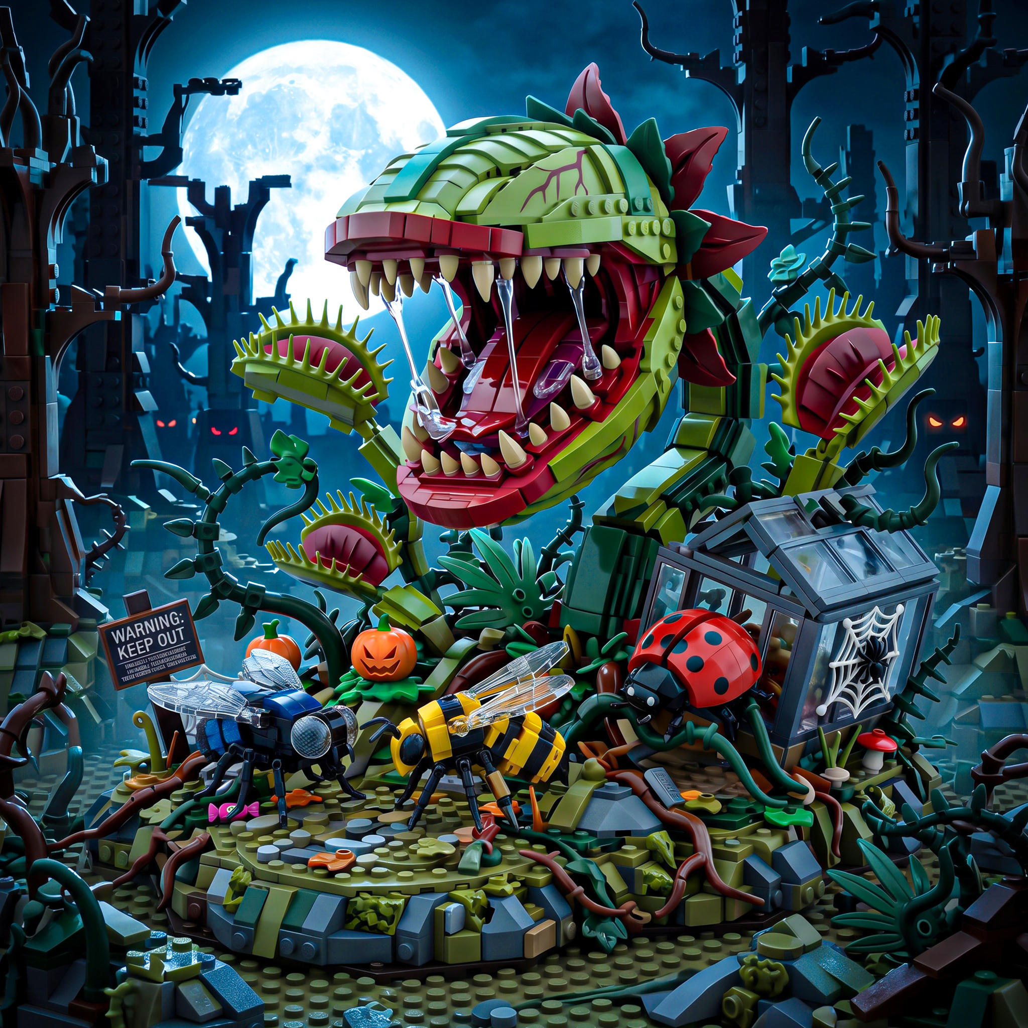 Monster Venus Flytrap Halloween Diorama Building Set