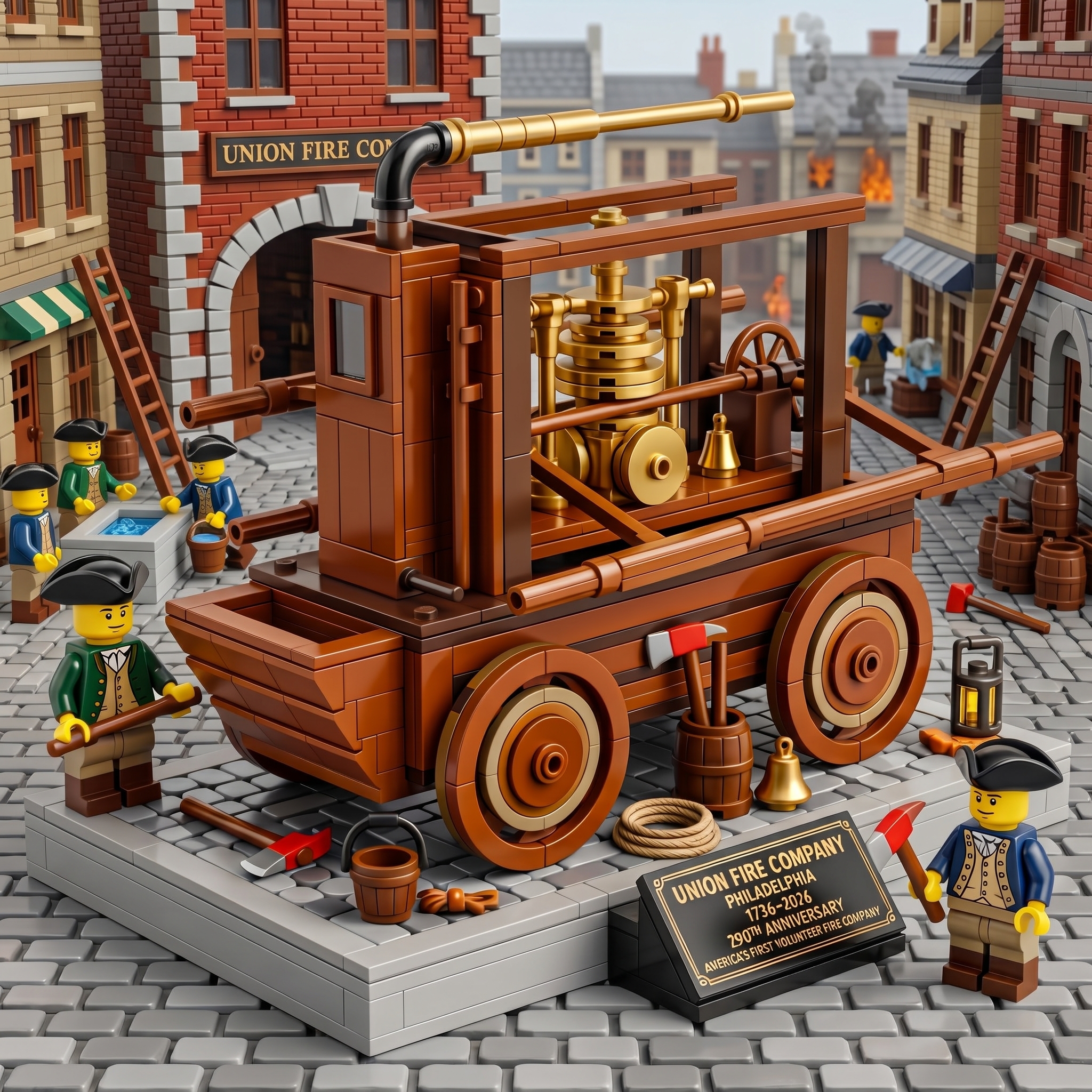 Colonial Fire Engine Tribute Display Building Set