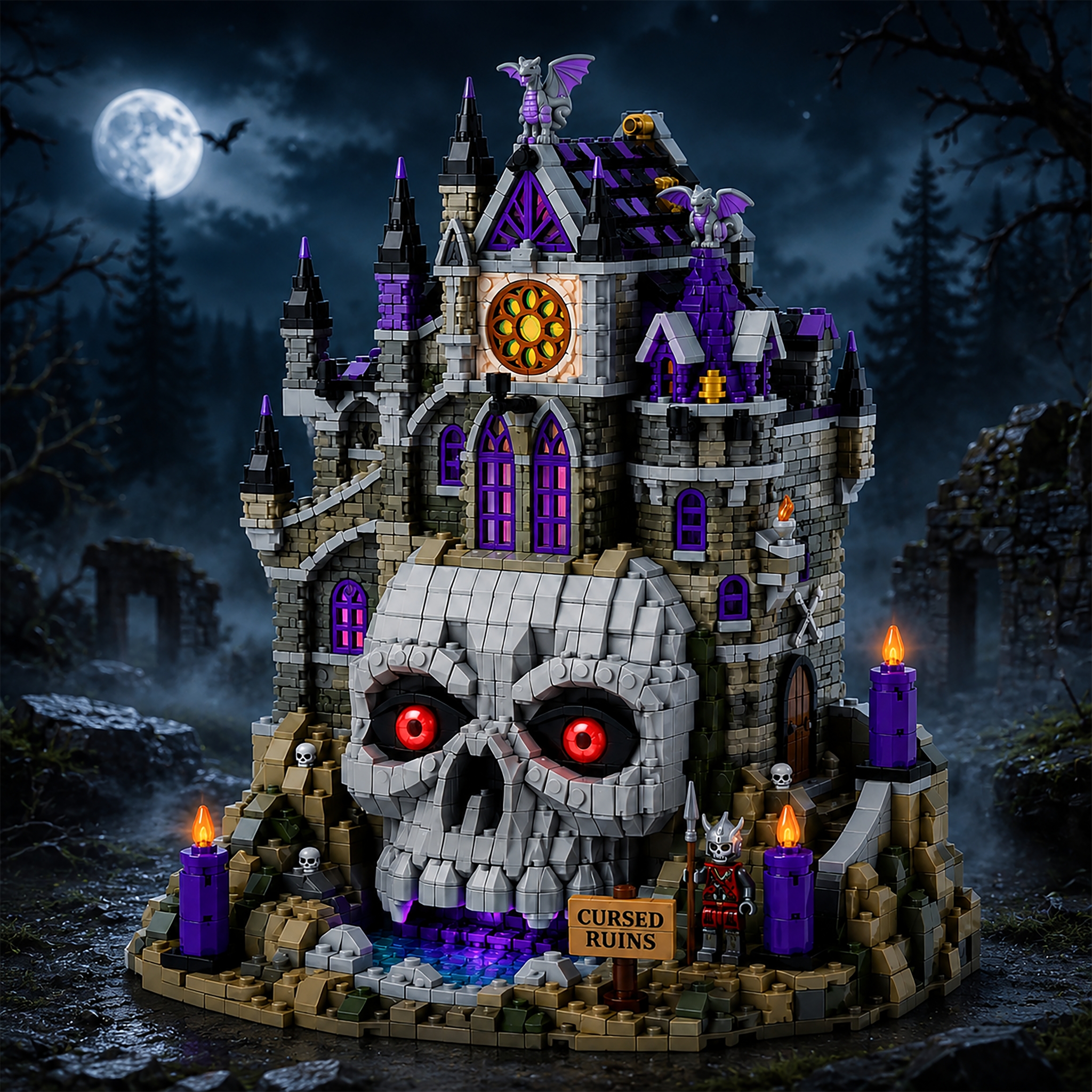 Halloween Gothic Skull Castle Display Building Set