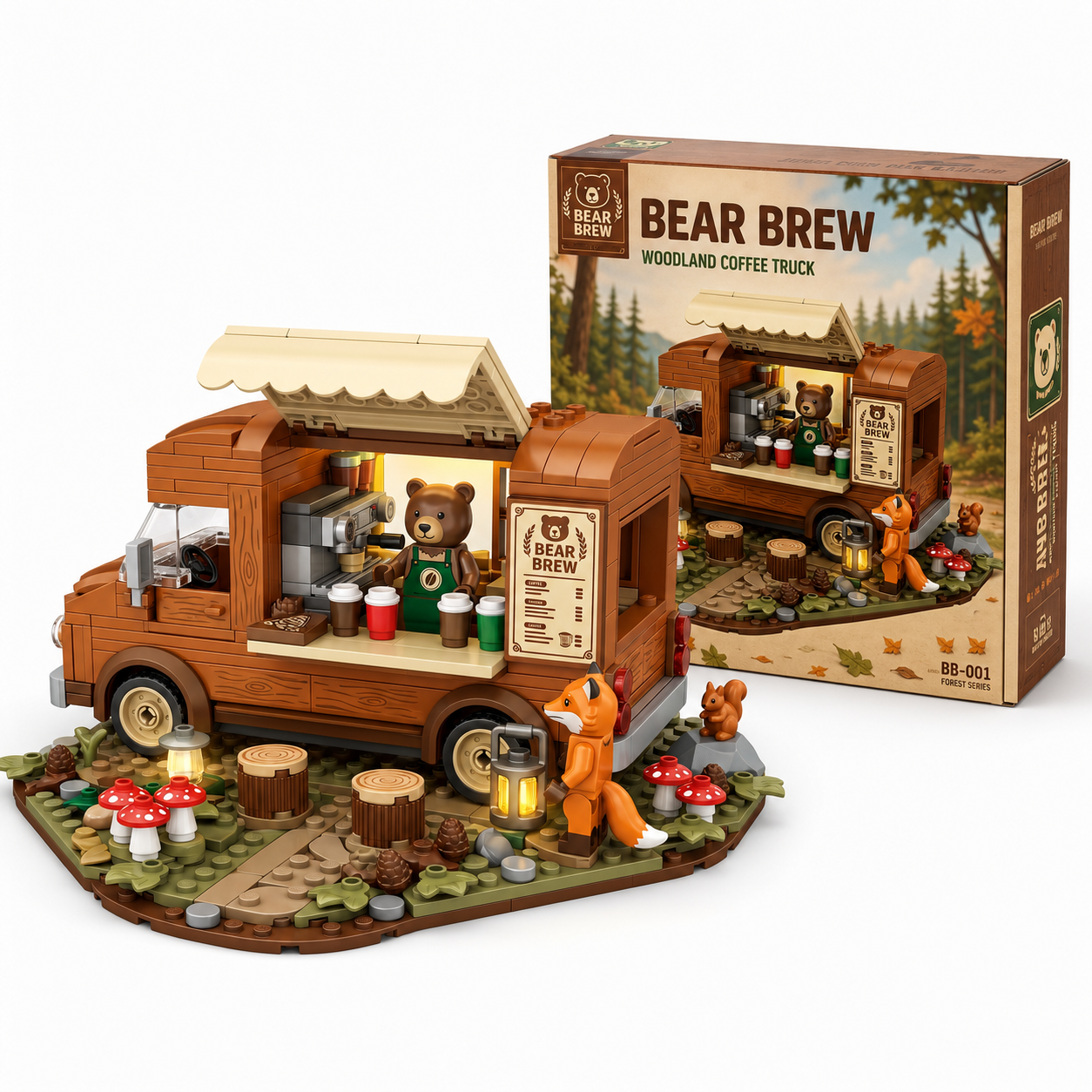 Bear Brew Woodland Coffee Truck Display Building Set