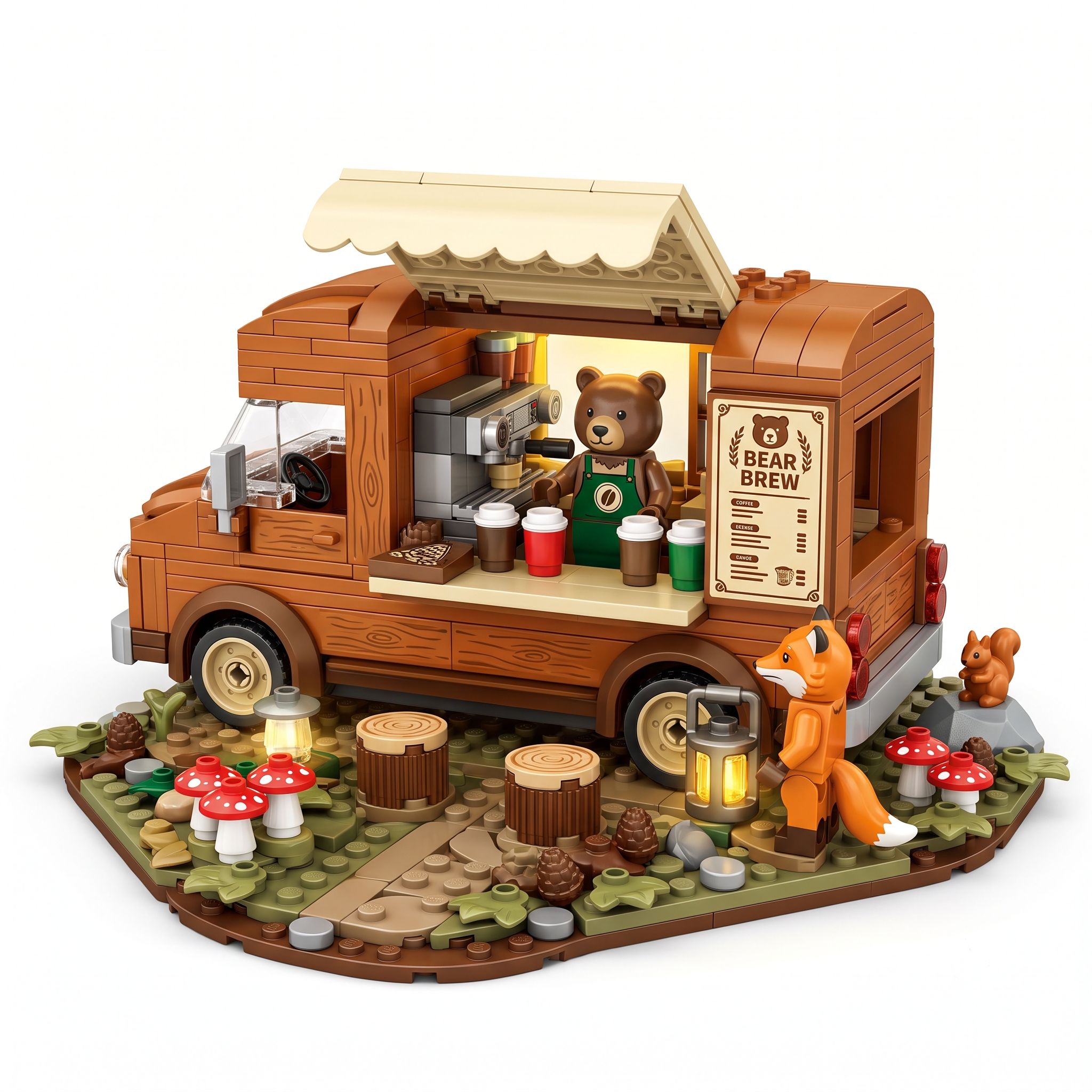 Bear Brew Woodland Coffee Truck Display Building Set