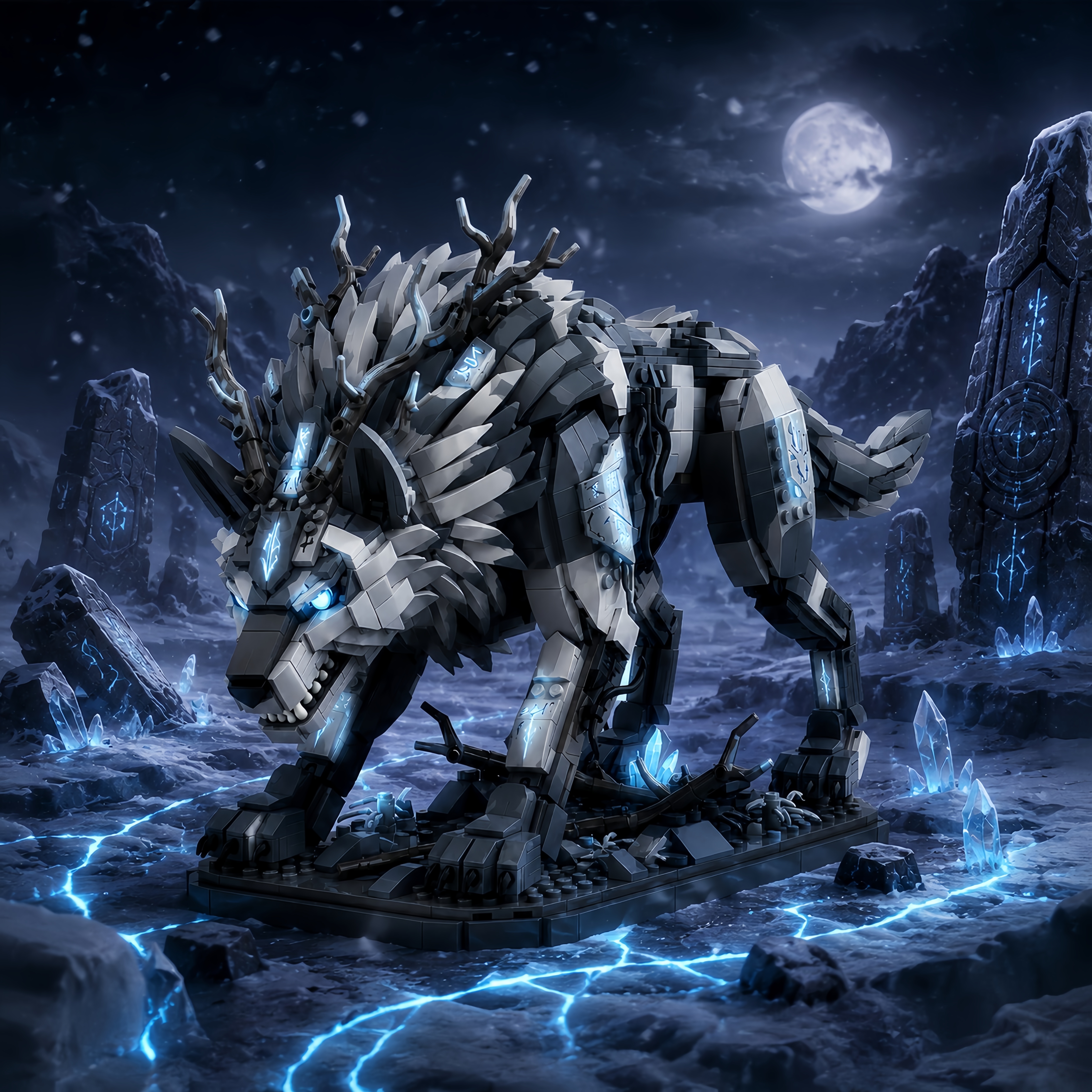 Frostsilver Wolf King Building Set