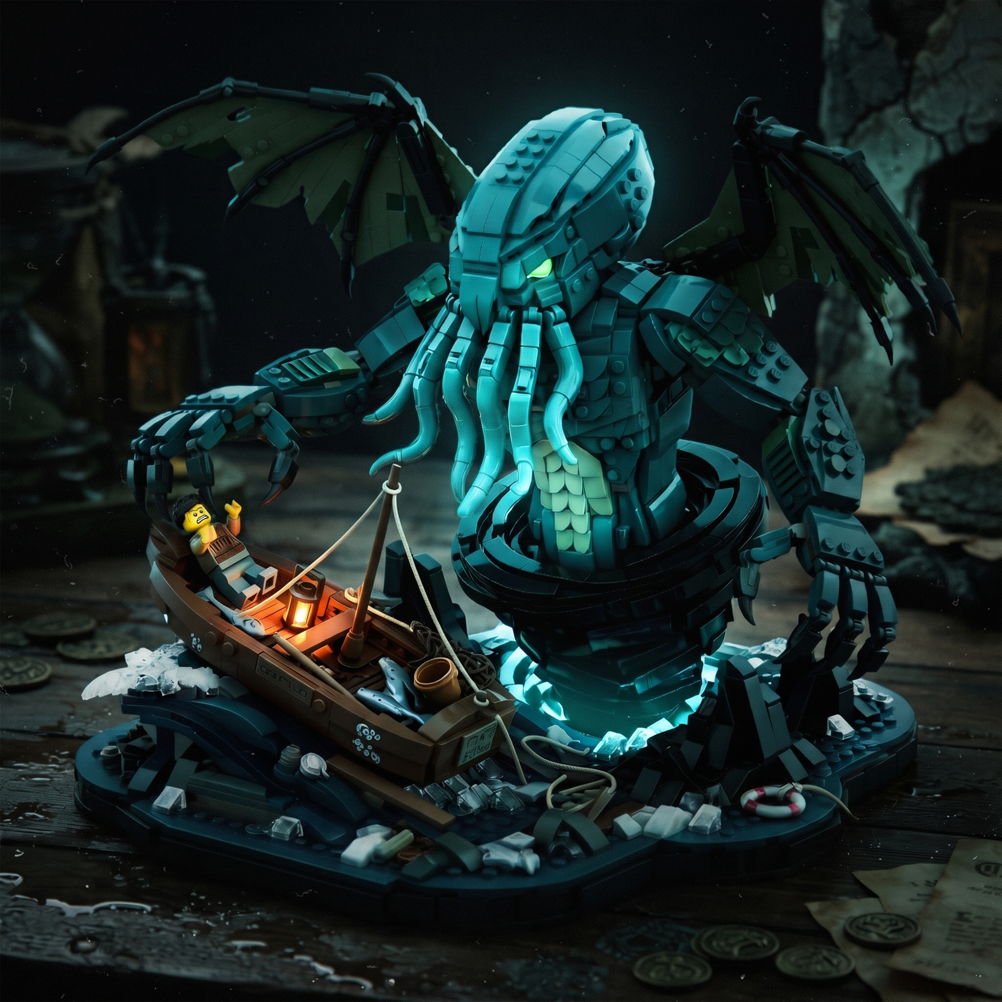 Lovecraftian Sea Monster Diorama Display Set