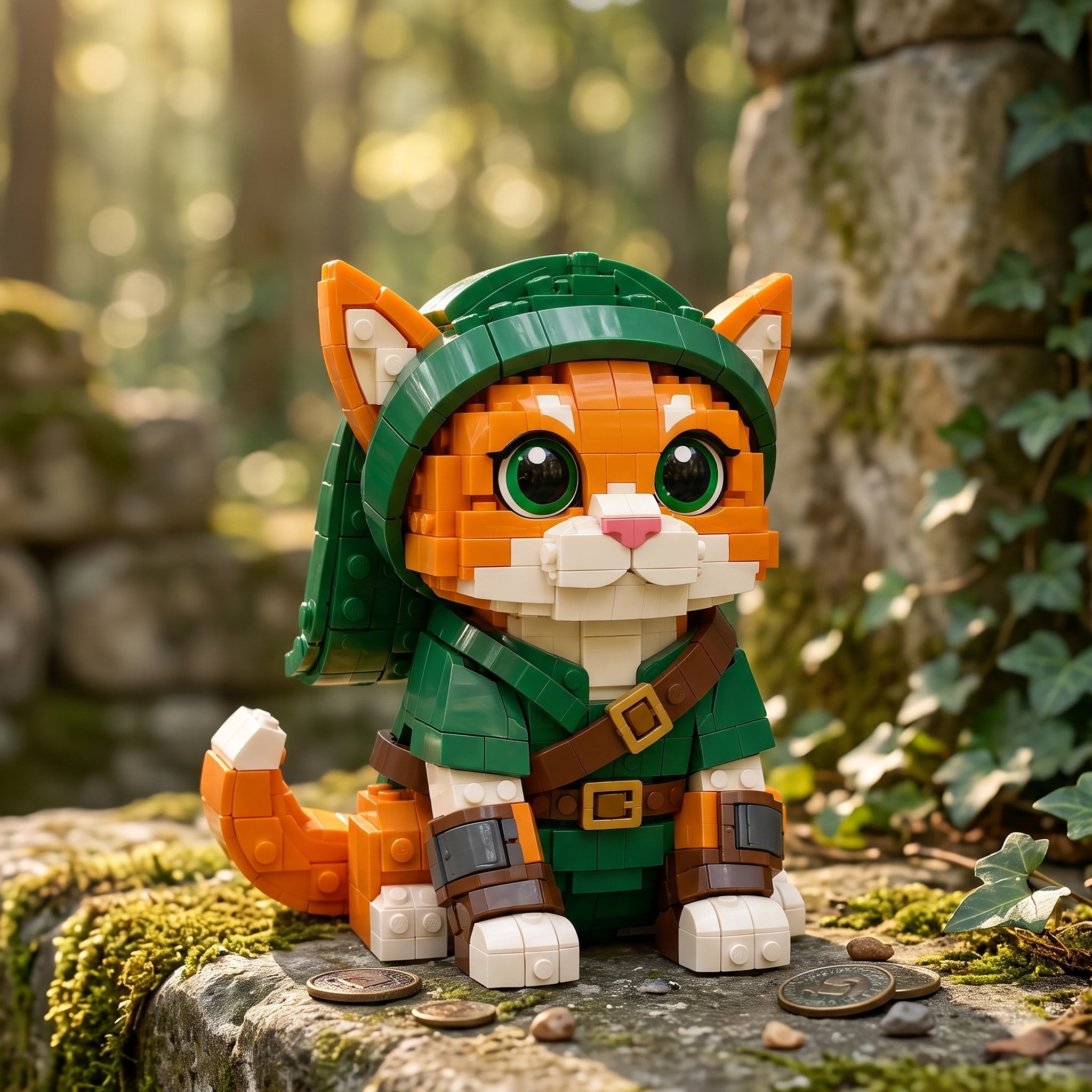 Forest Hero Cat Building Blocks Set