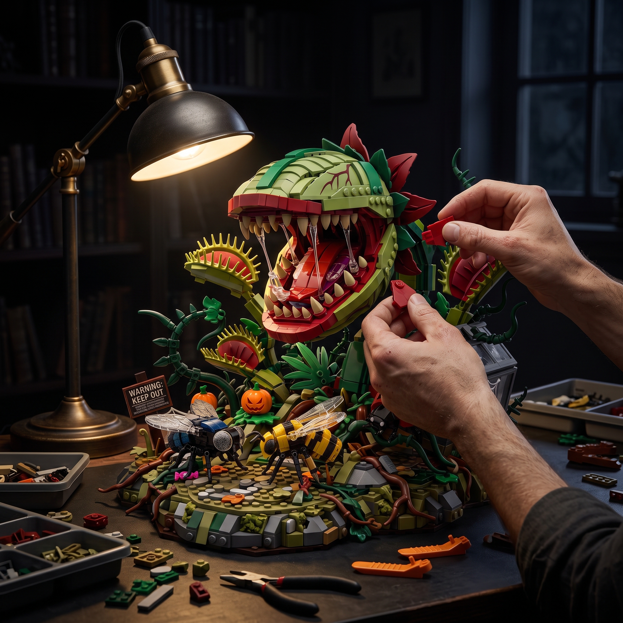 Monster Venus Flytrap Halloween Diorama Building Set