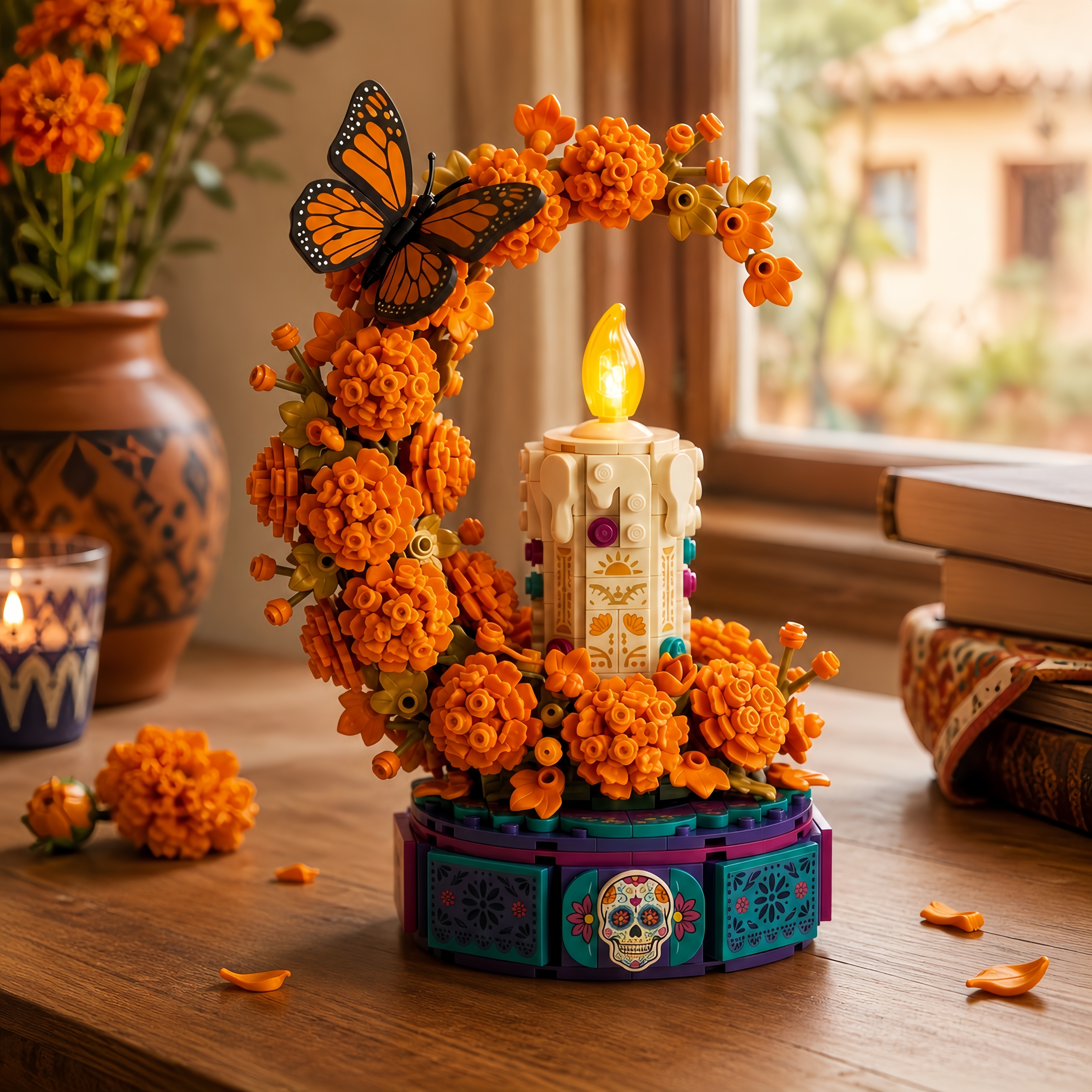 Day of the Dead Marigold Candle Holder