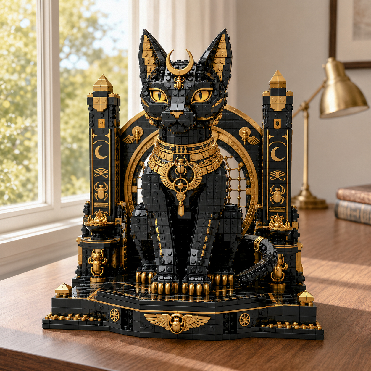 Black-Gold Egyptian Bastet Goddess Collector Building Set