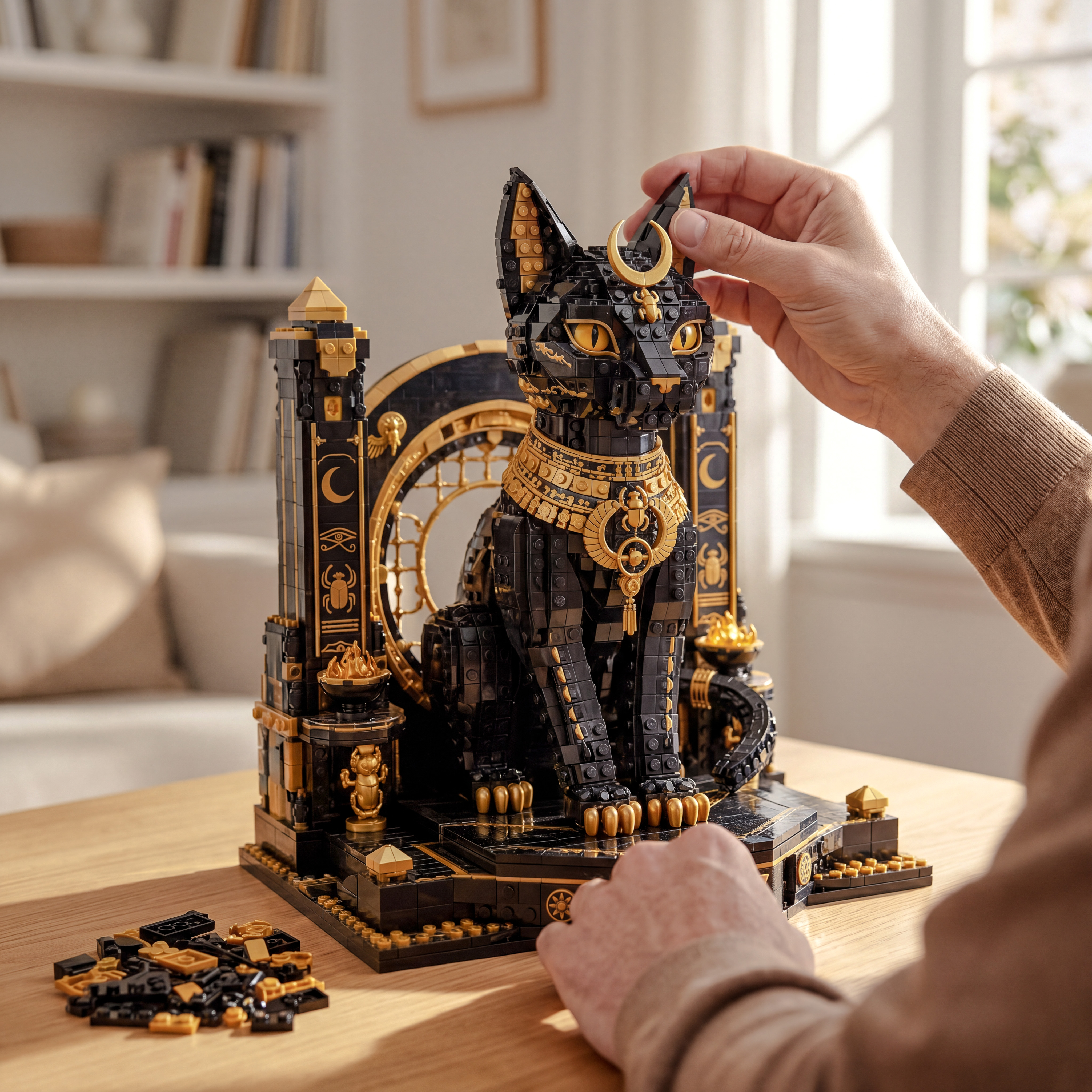 Black-Gold Egyptian Bastet Goddess Collector Building Set