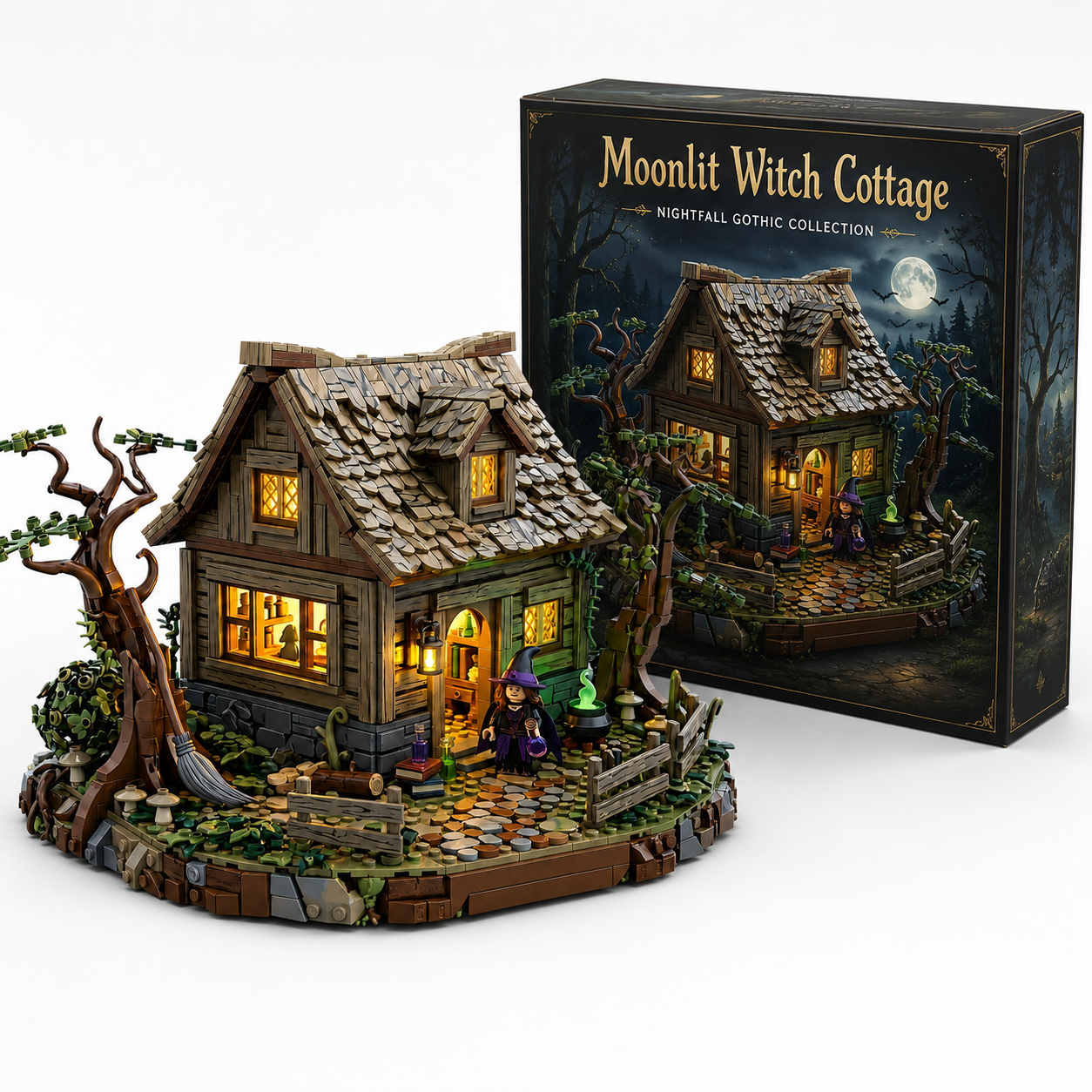 Moonlit Witch Cottage Building Set