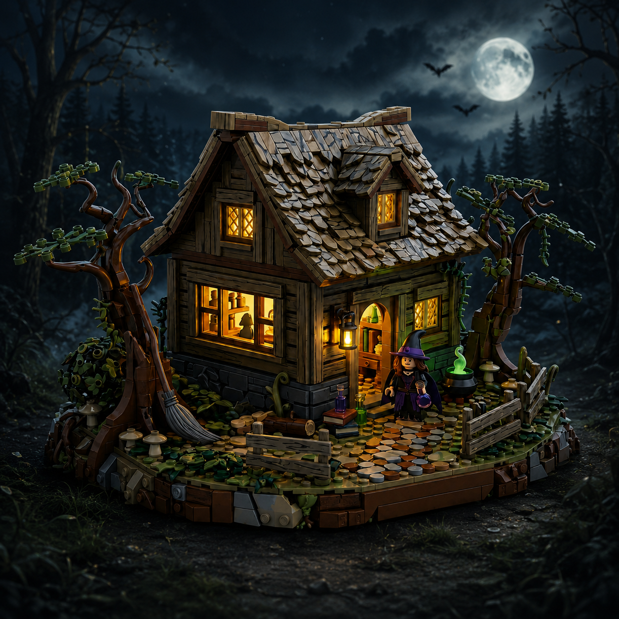 Moonlit Witch Cottage Building Set