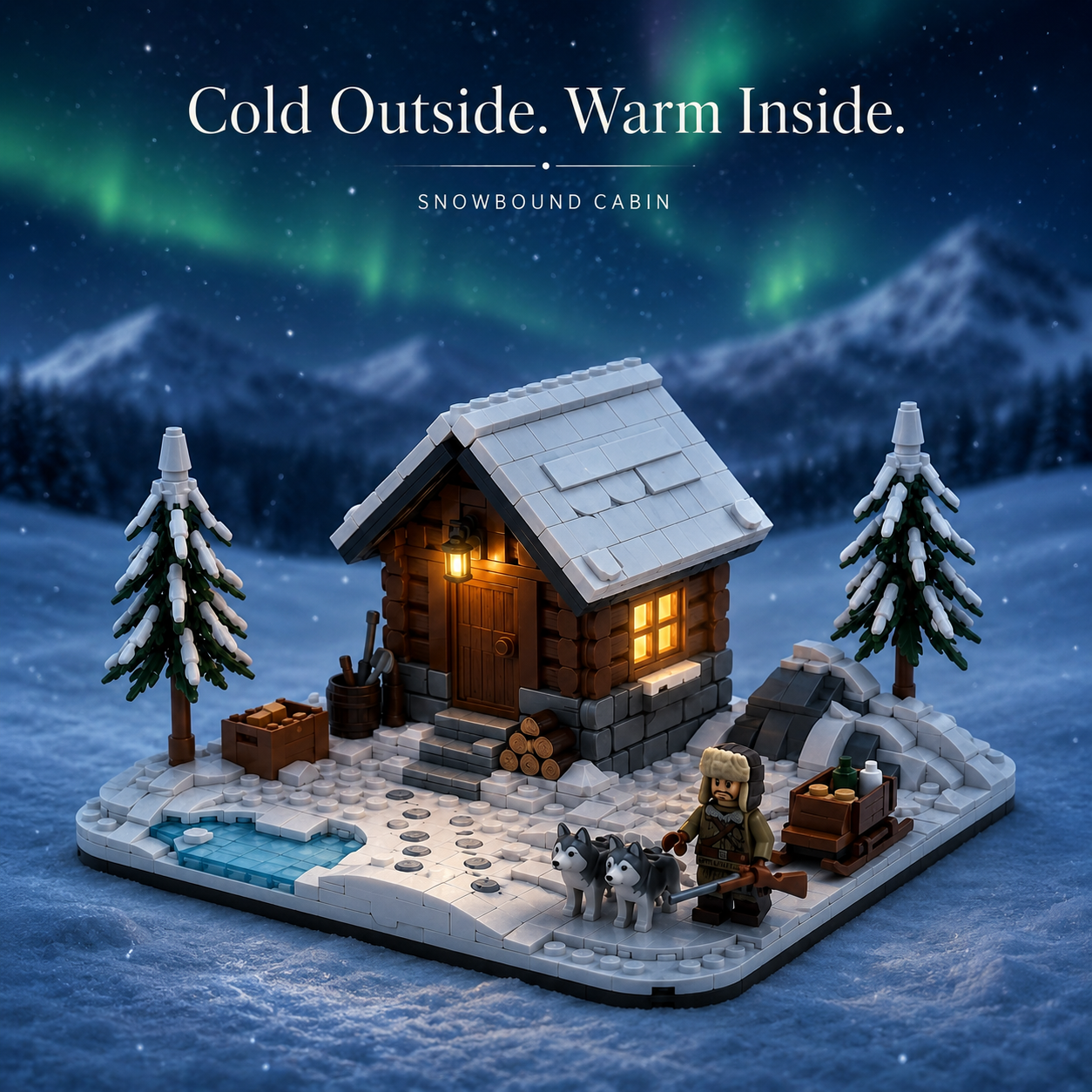Snowbound Cabin Winter Display Building Set