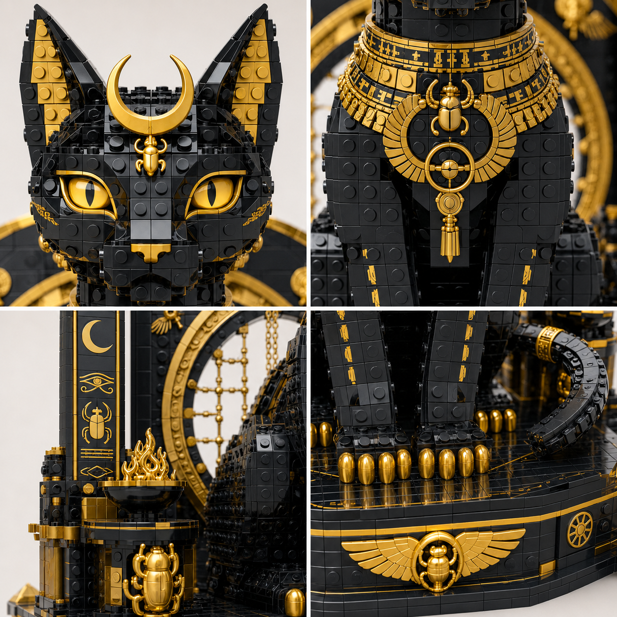 Black-Gold Egyptian Bastet Goddess Collector Building Set