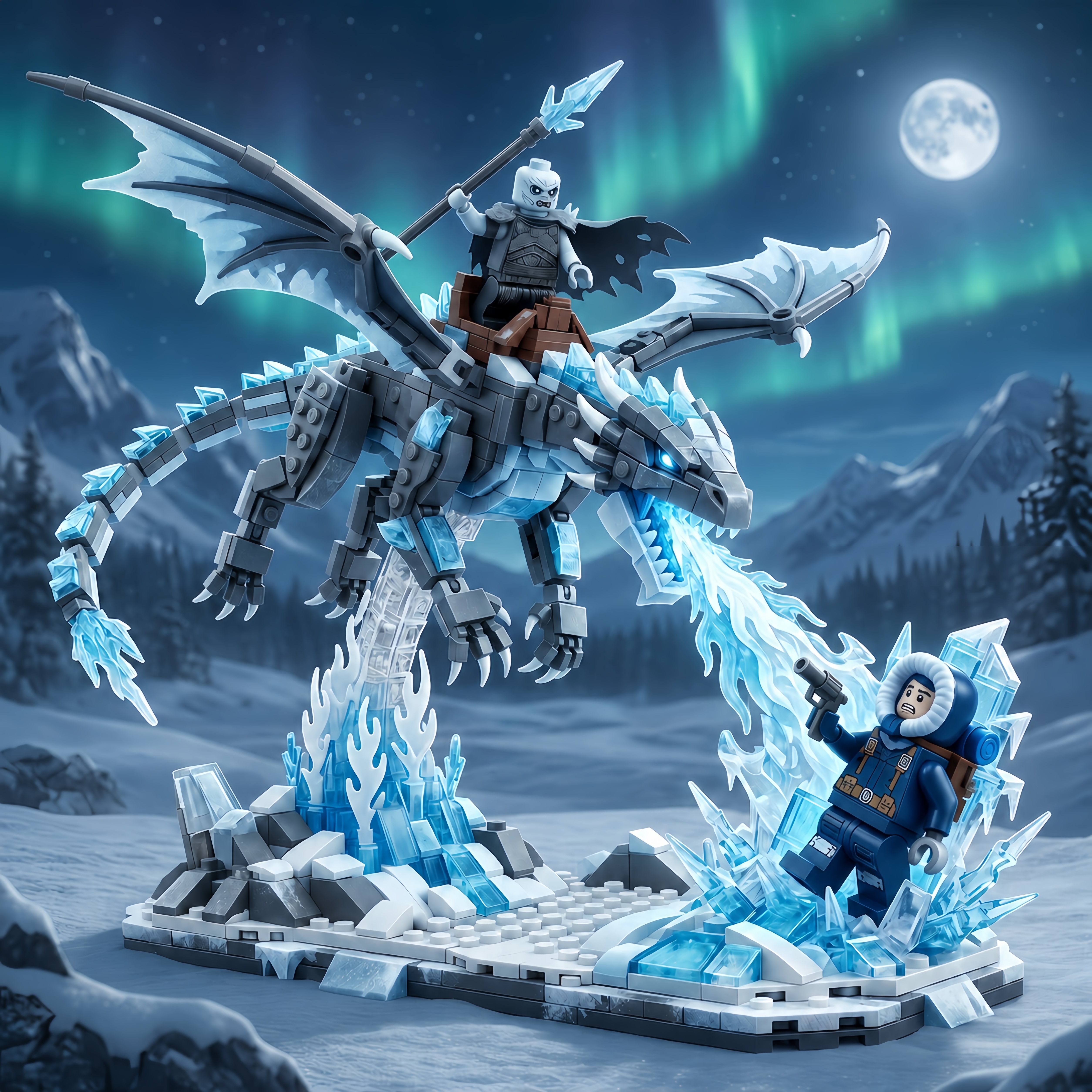 Frostfang Dragon Rider Building Set