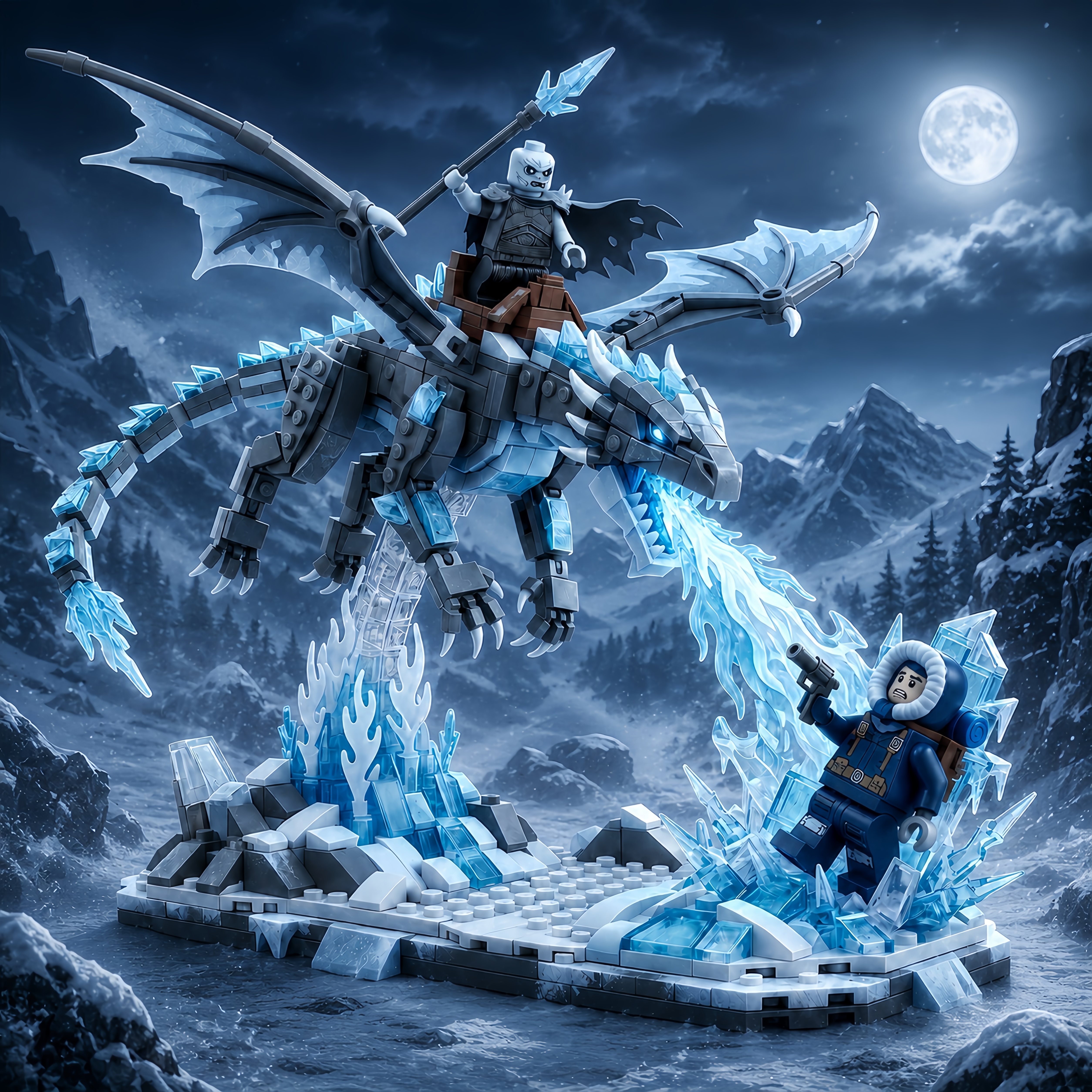 Frostfang Dragon Rider Building Set
