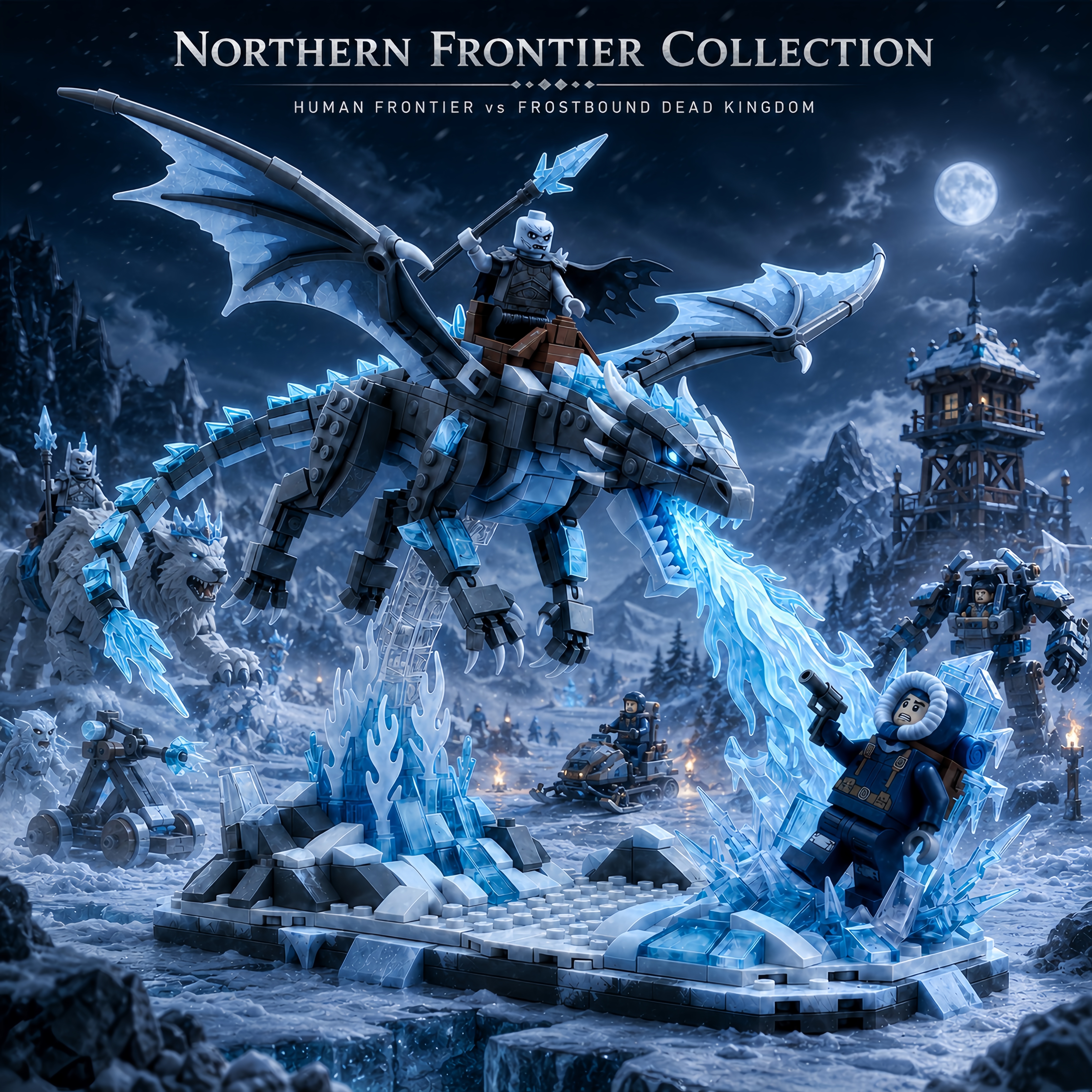 Frostfang Dragon Rider Building Set