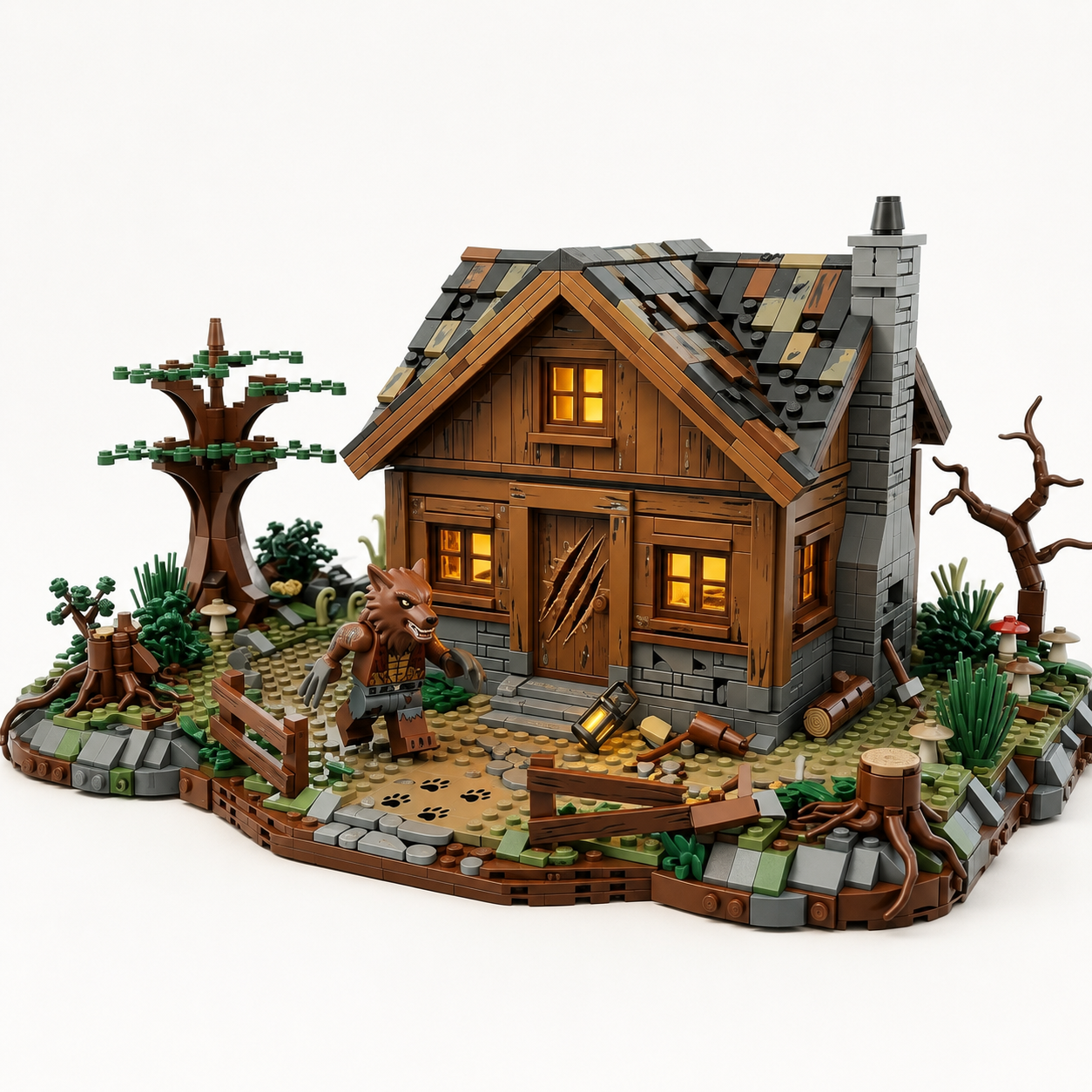 Moonlit Werewolf Cabin Building Set