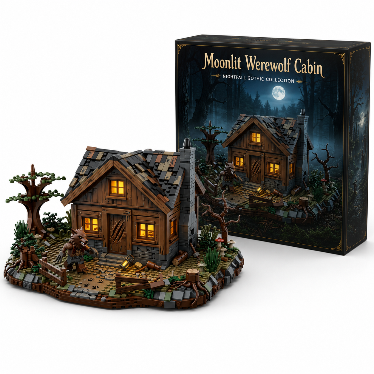 Moonlit Werewolf Cabin Building Set