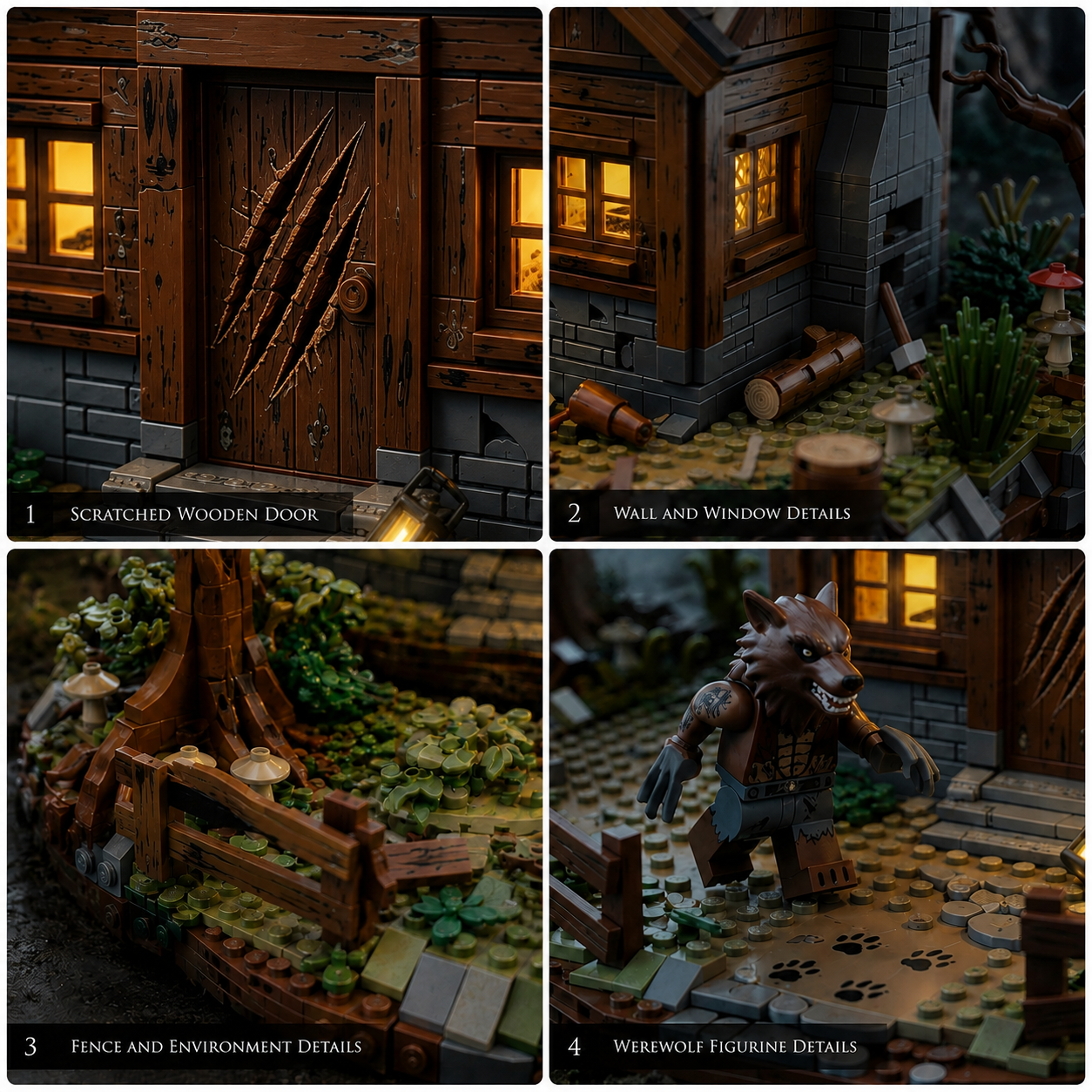 Moonlit Werewolf Cabin Building Set