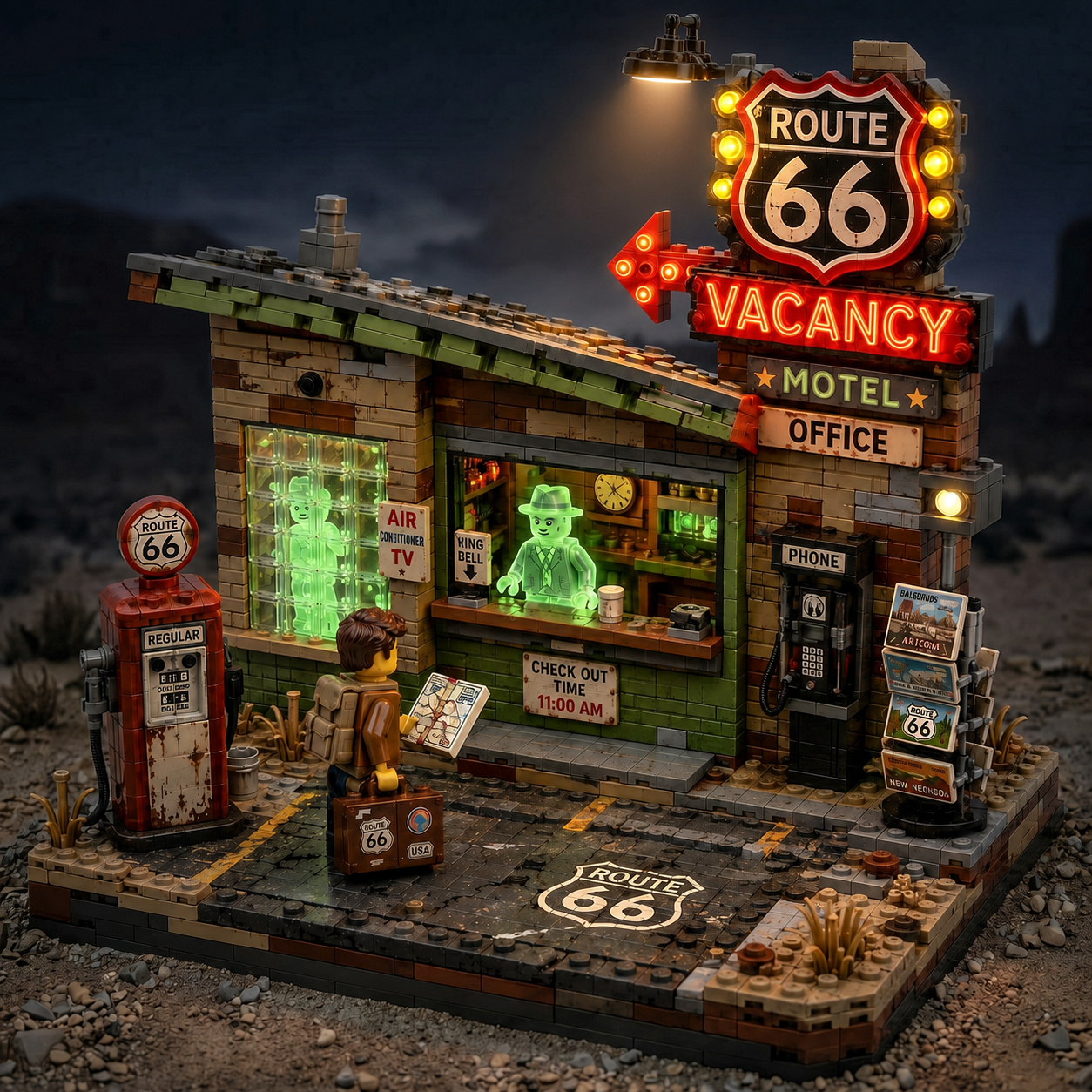Route 66 Haunted Motel Collector Building Set