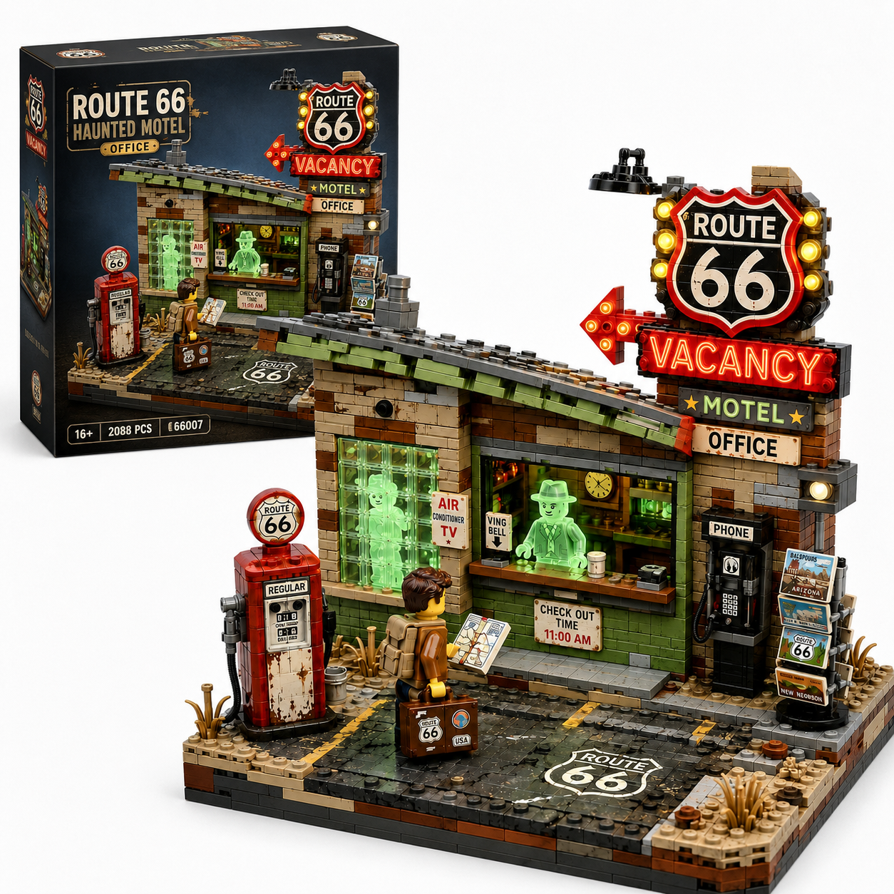Route 66 Haunted Motel Collector Building Set