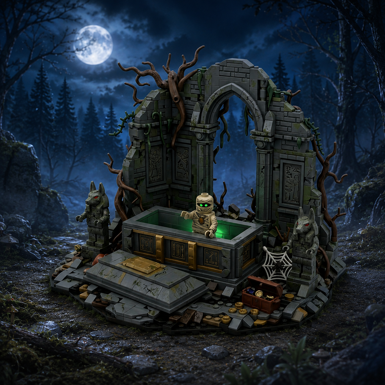 Cursed Tomb Ruins Mummy Awakening Display Building Set