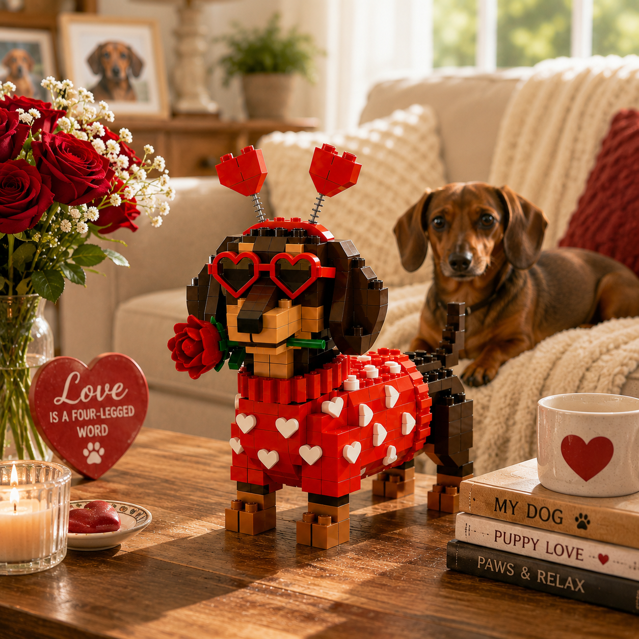 Valentine's Dachshund Love Building Set