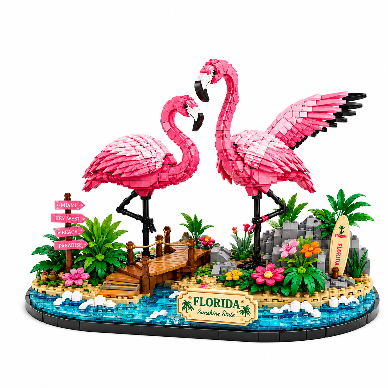 Florida Flamingo Paradise Building Block Set