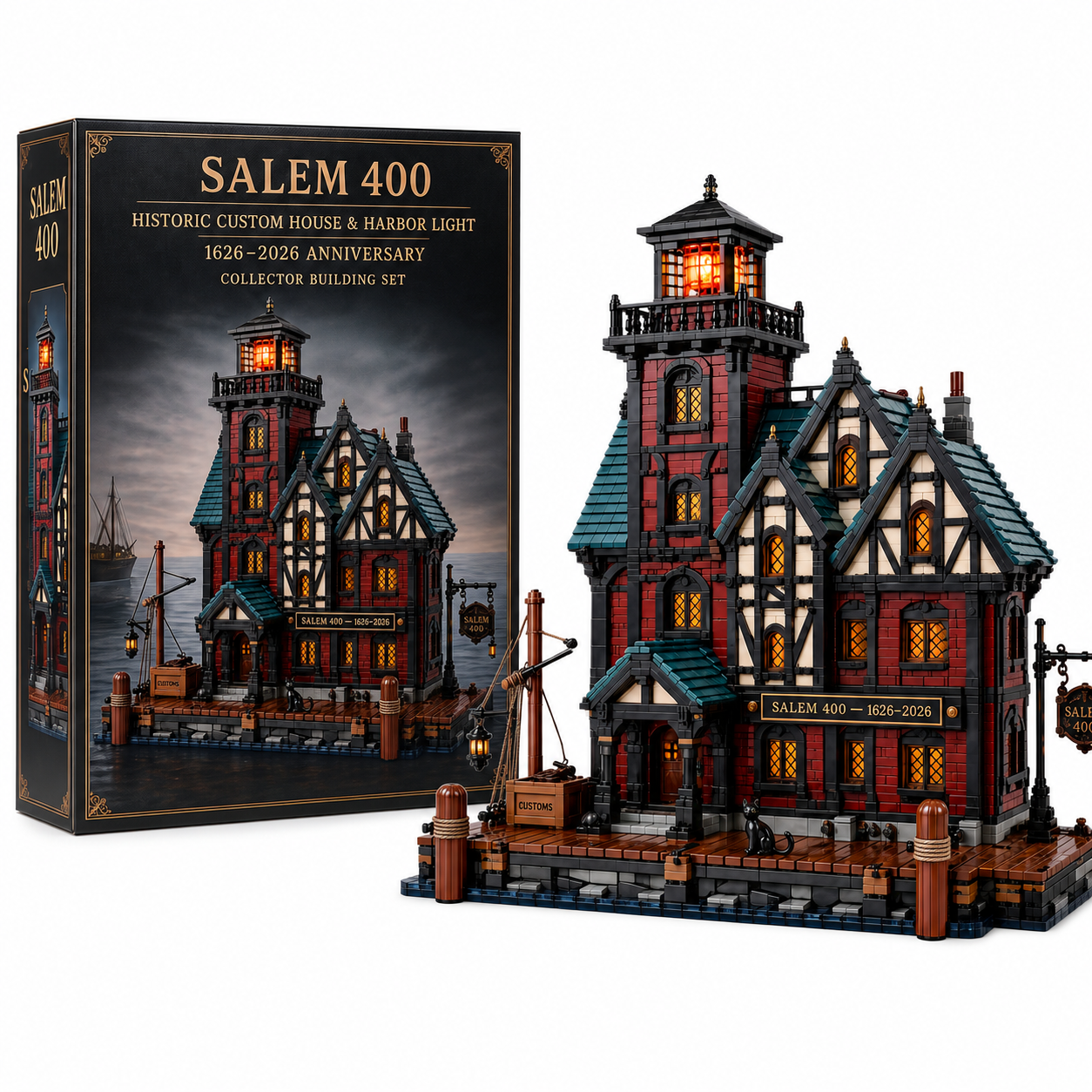 Salem 400 — Historic Custom House & Harbor Light Collector Building Set