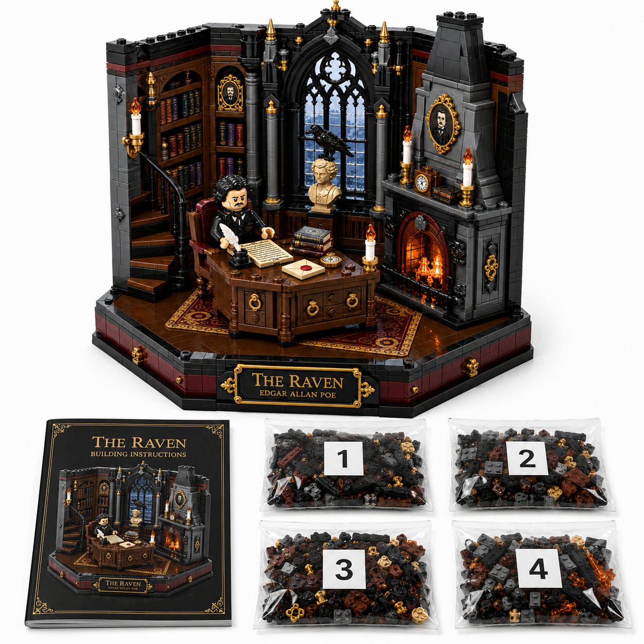 The Raven Poe Gothic Study Collector Building Set