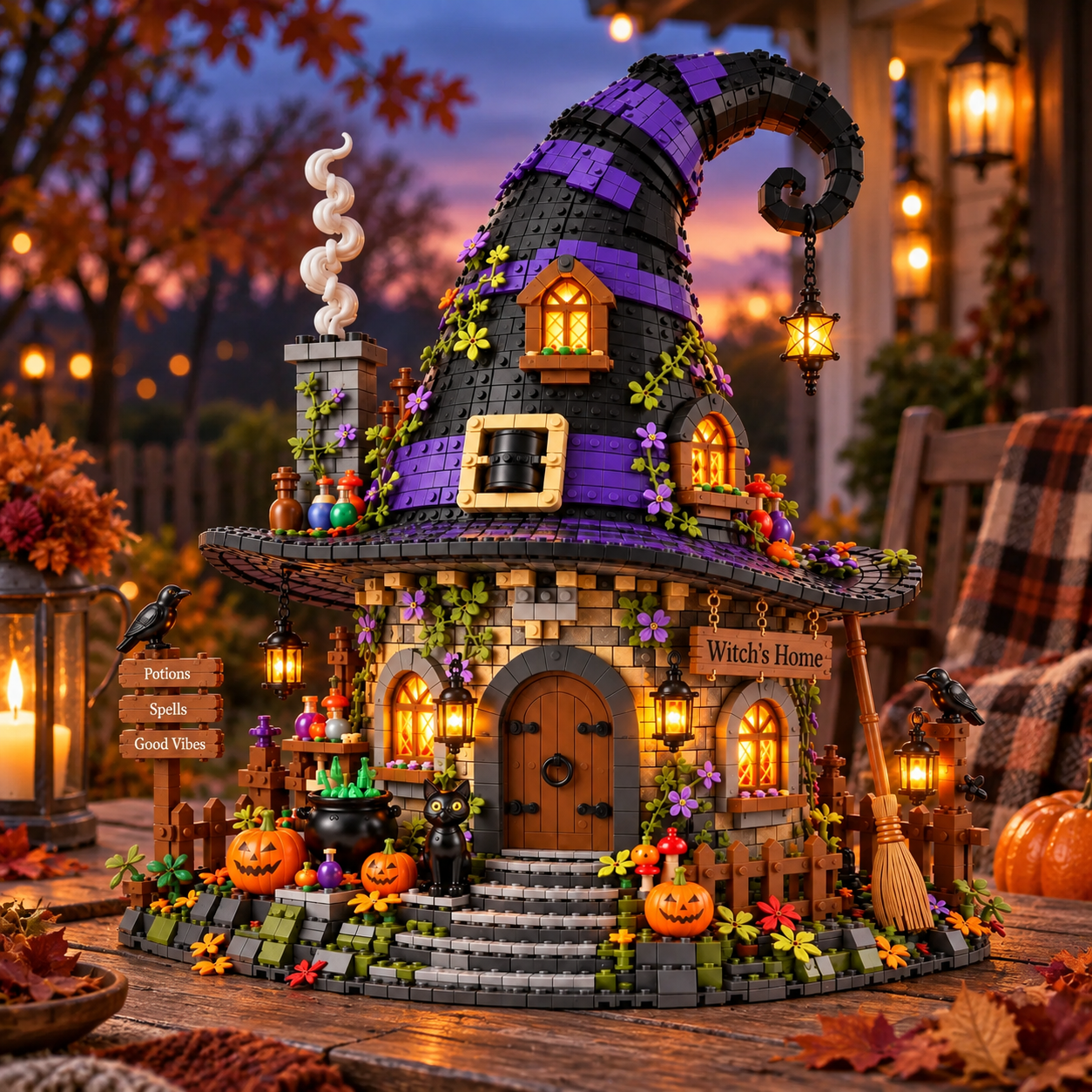 Witch’s Hat Cottage Halloween Building Set