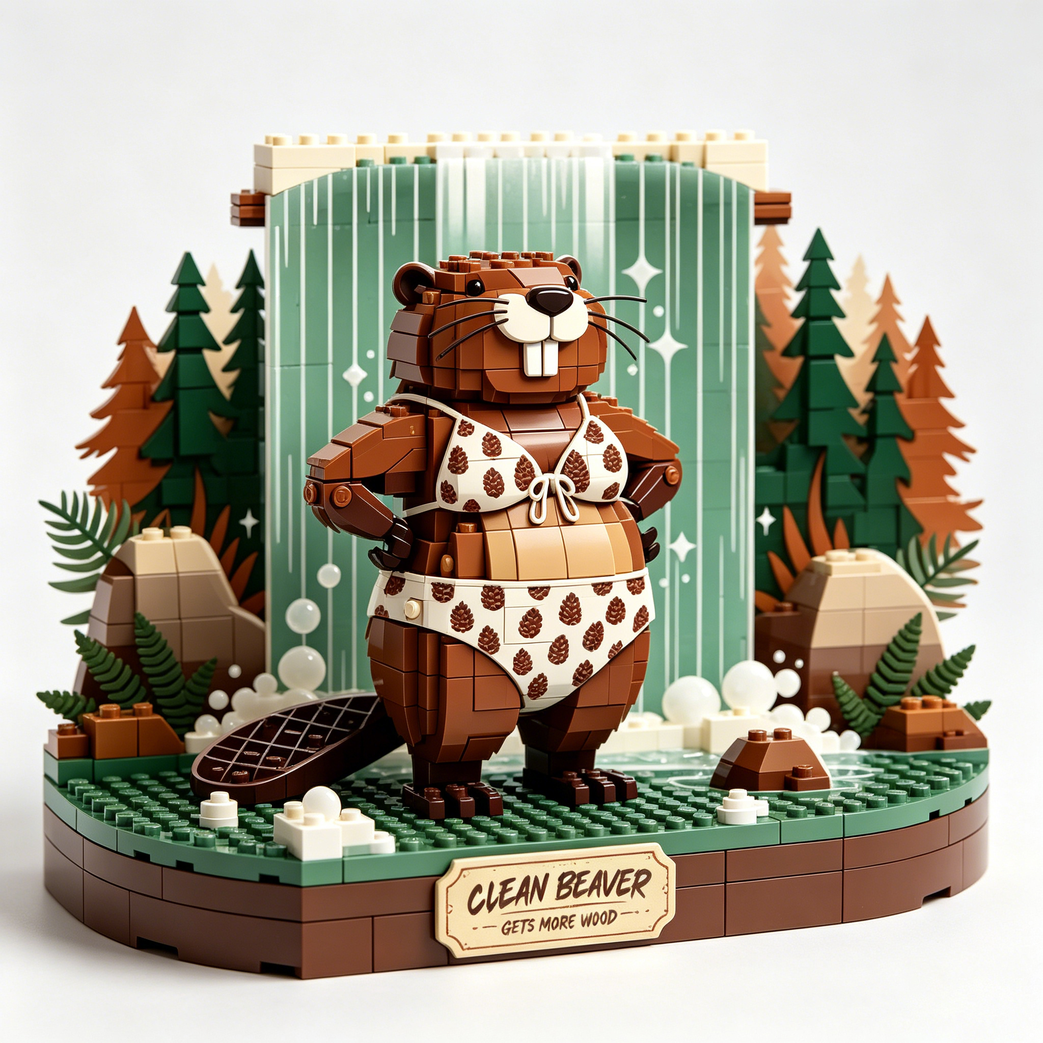 Clean Beaver Forest Spa Retreat Building Set