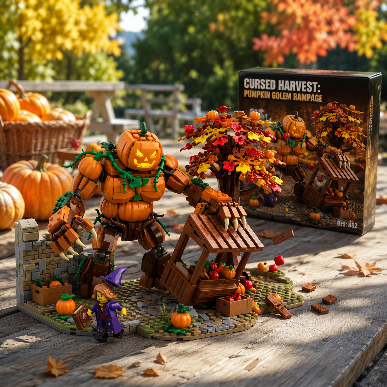 Cursed Harvest Pumpkin Golem Village Diorama Building Set