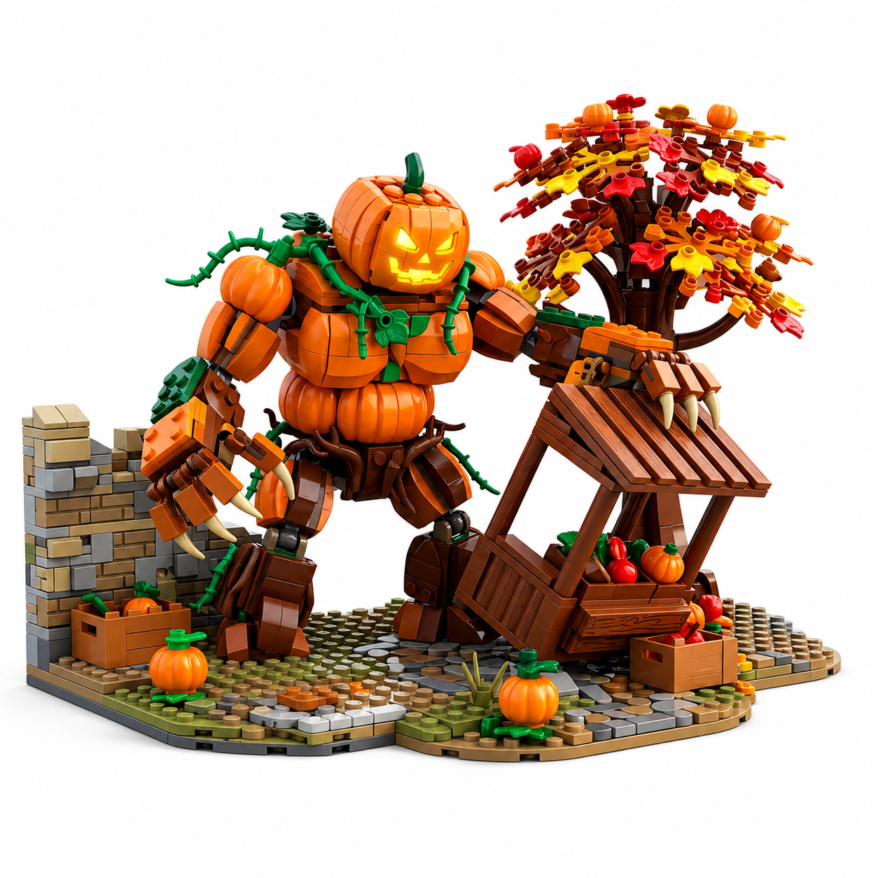 Cursed Harvest Pumpkin Golem Village Diorama Building Set