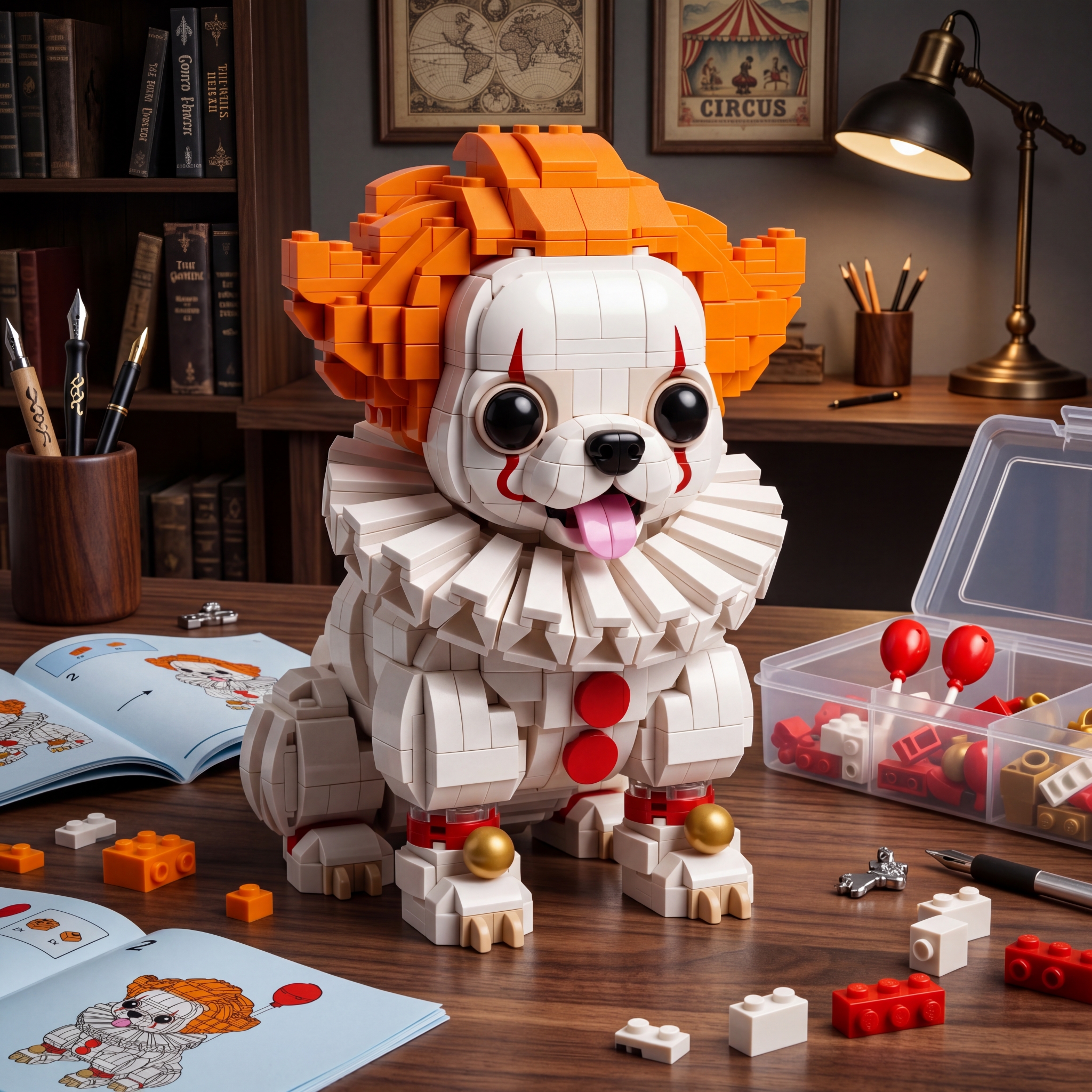 Halloween Clown Chihuahua Building Blocks Set