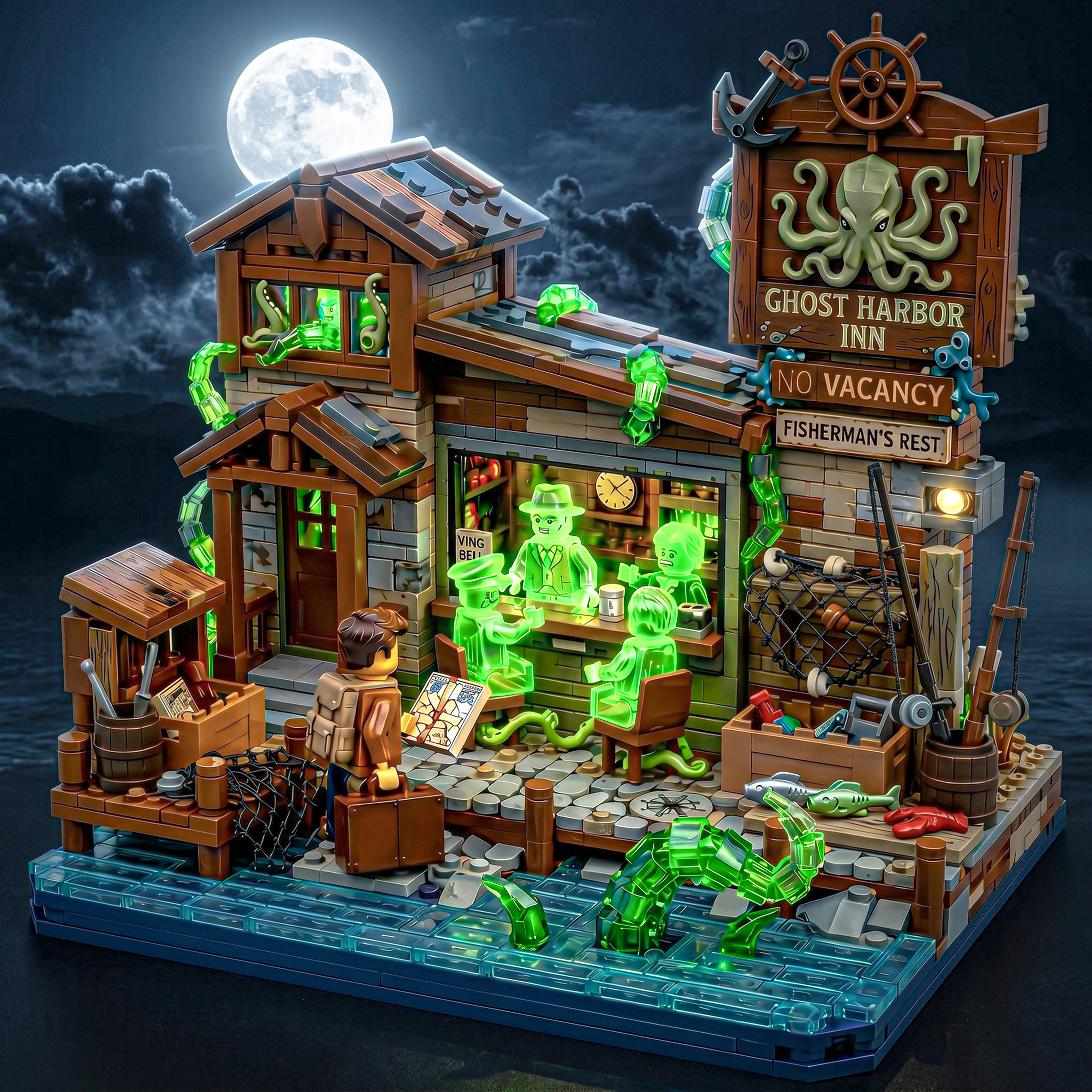 Curse of Dread Harbor Ghost Inn Building Set