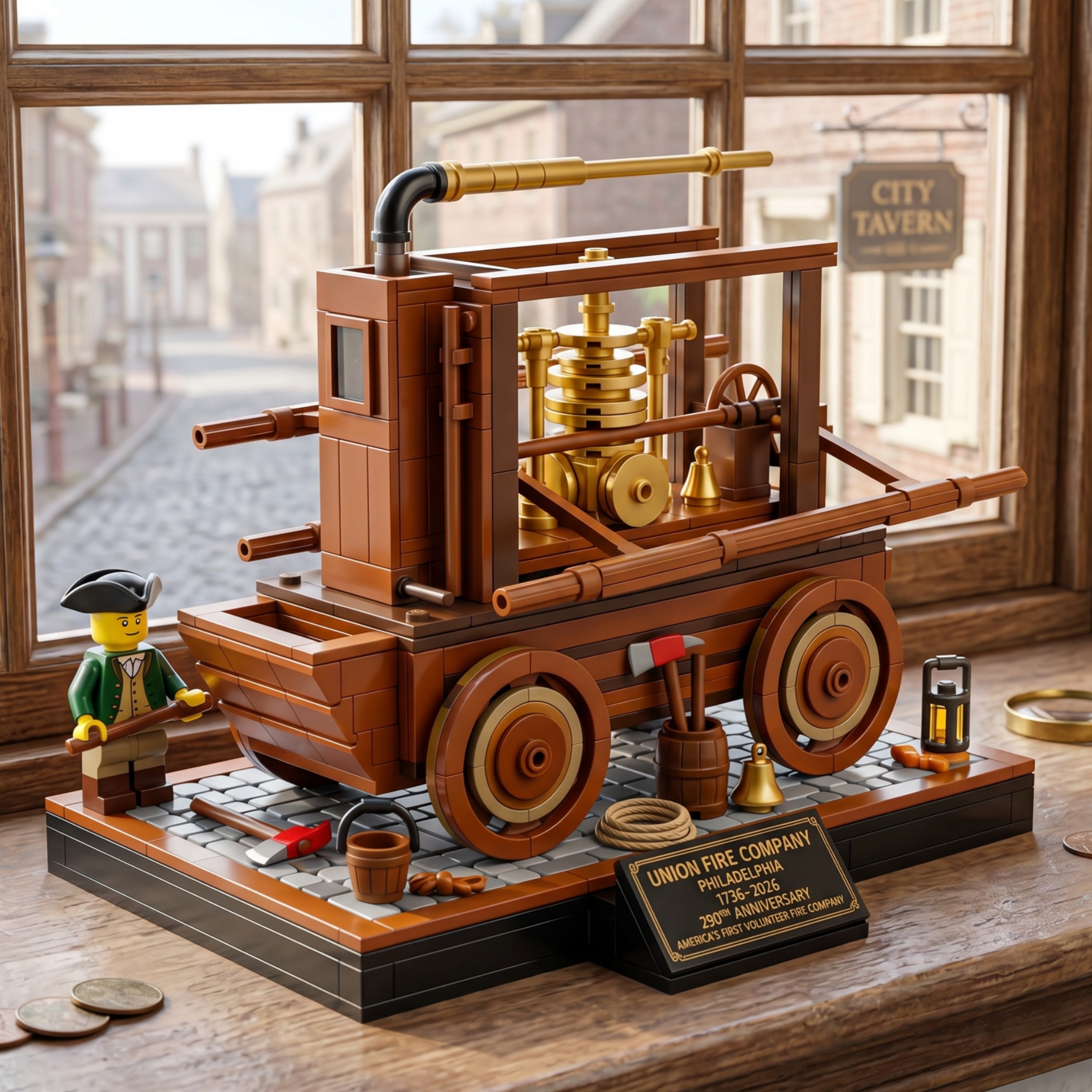 Colonial Fire Engine Tribute Display Building Set