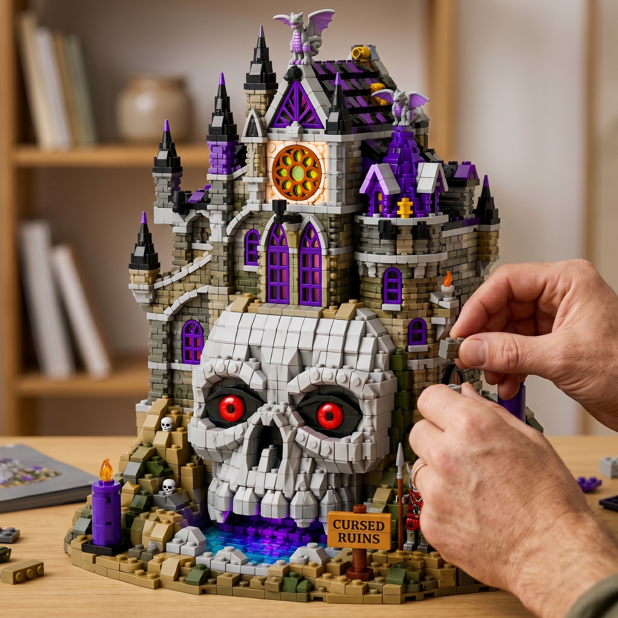 Halloween Gothic Skull Castle Display Building Set