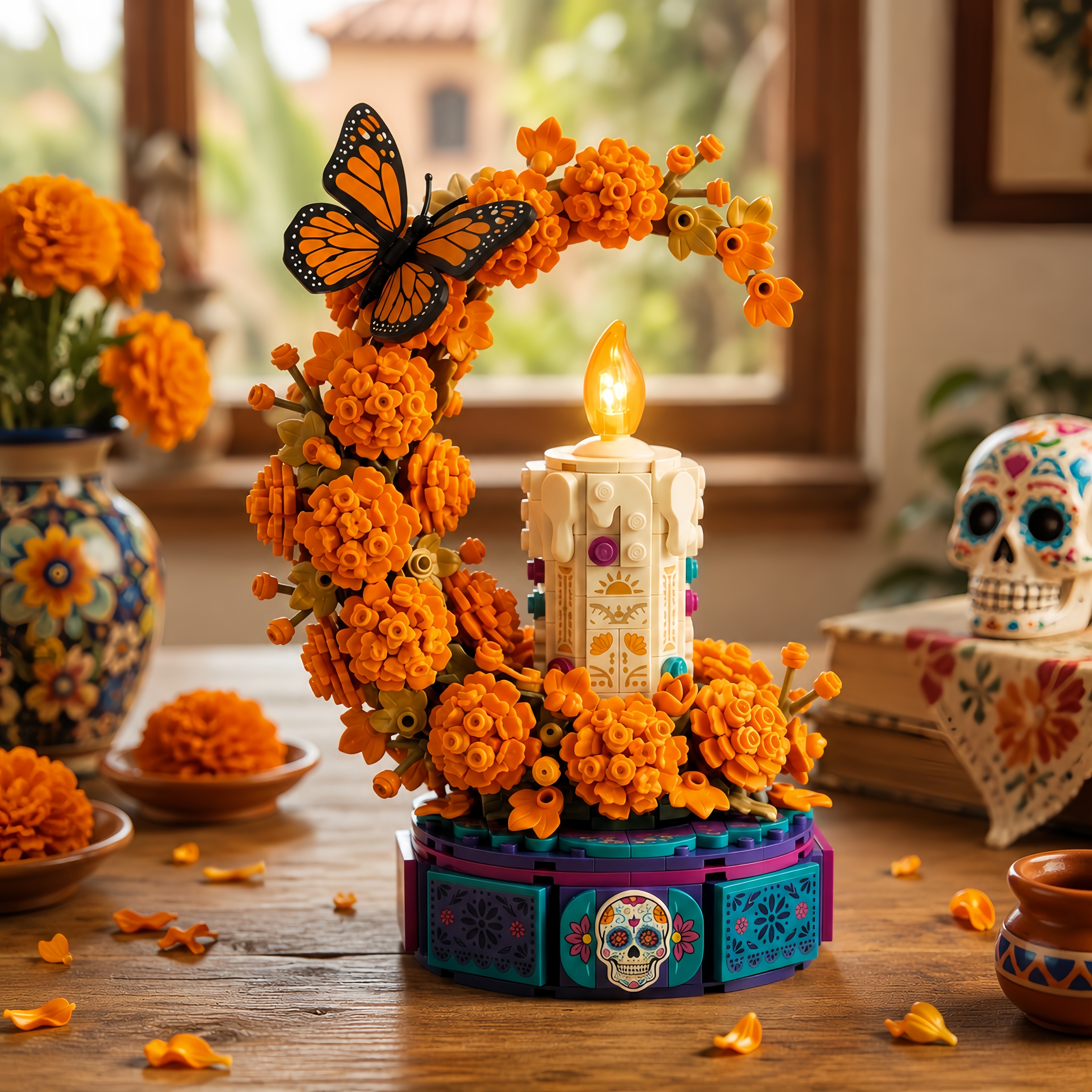 Day of the Dead Marigold Candle Holder