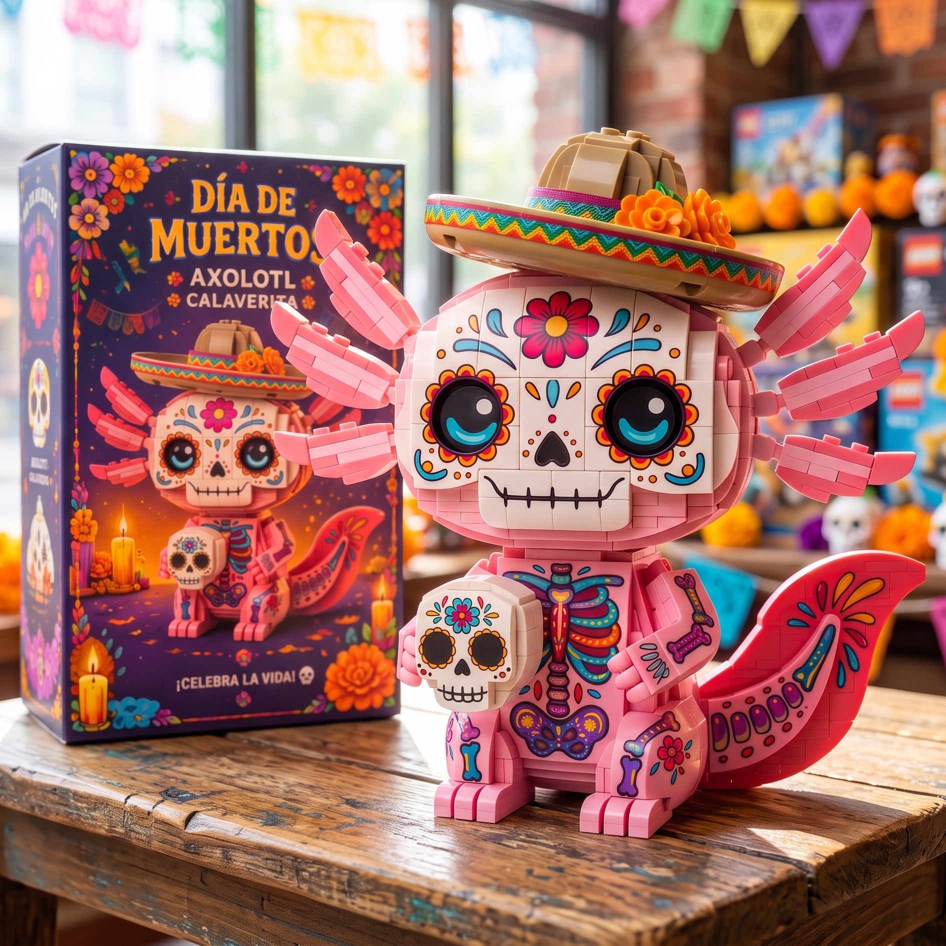 Día de los Muertos Calaverita Axolotl Building Set