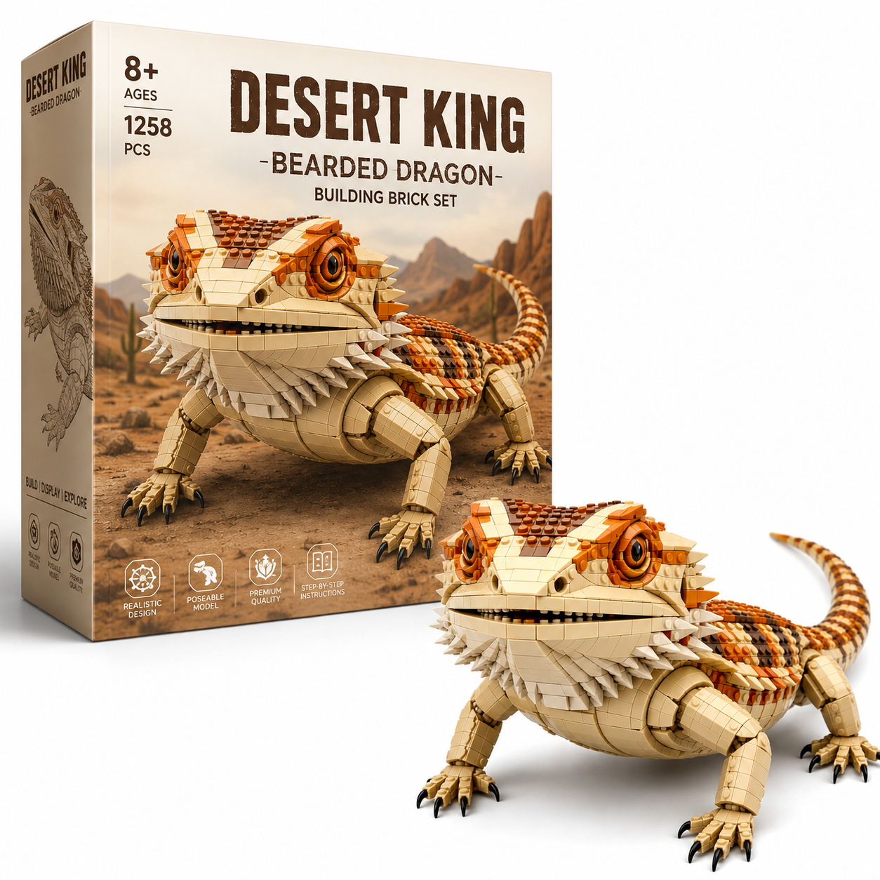 Desert King Bearded Dragon Building Brick Set