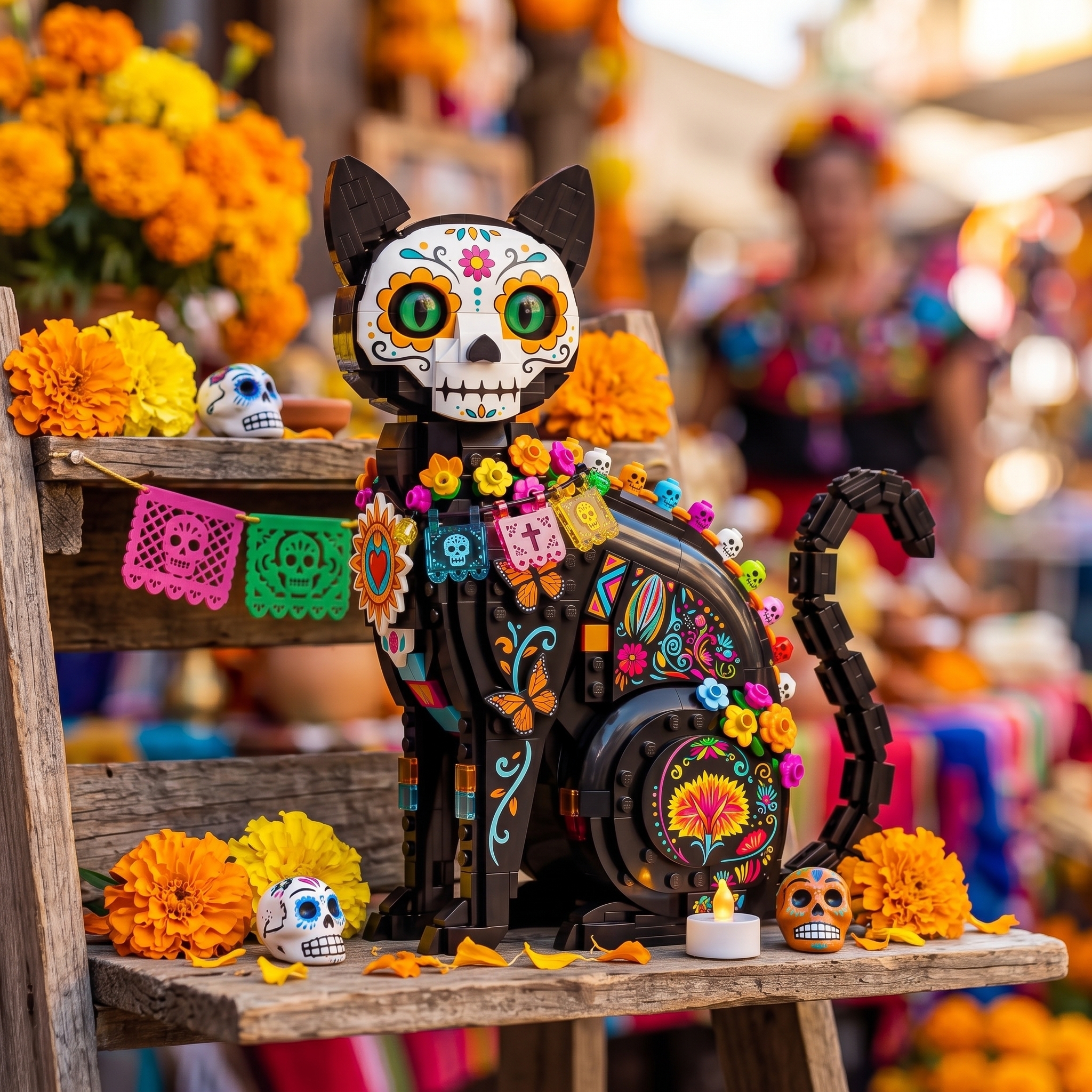 Day of the Dead Calavera Cat Building Set