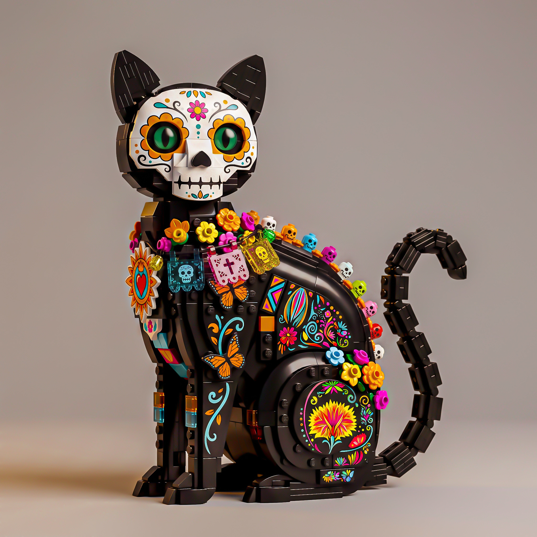 Day of the Dead Calavera Cat Building Set