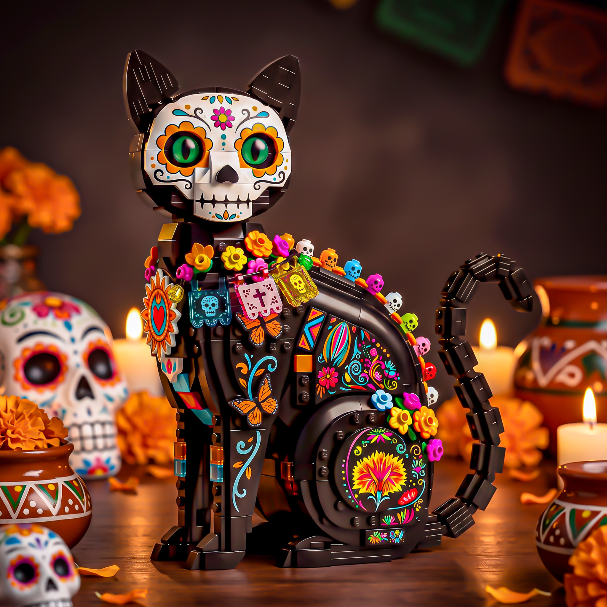 Day of the Dead Calavera Cat Building Set