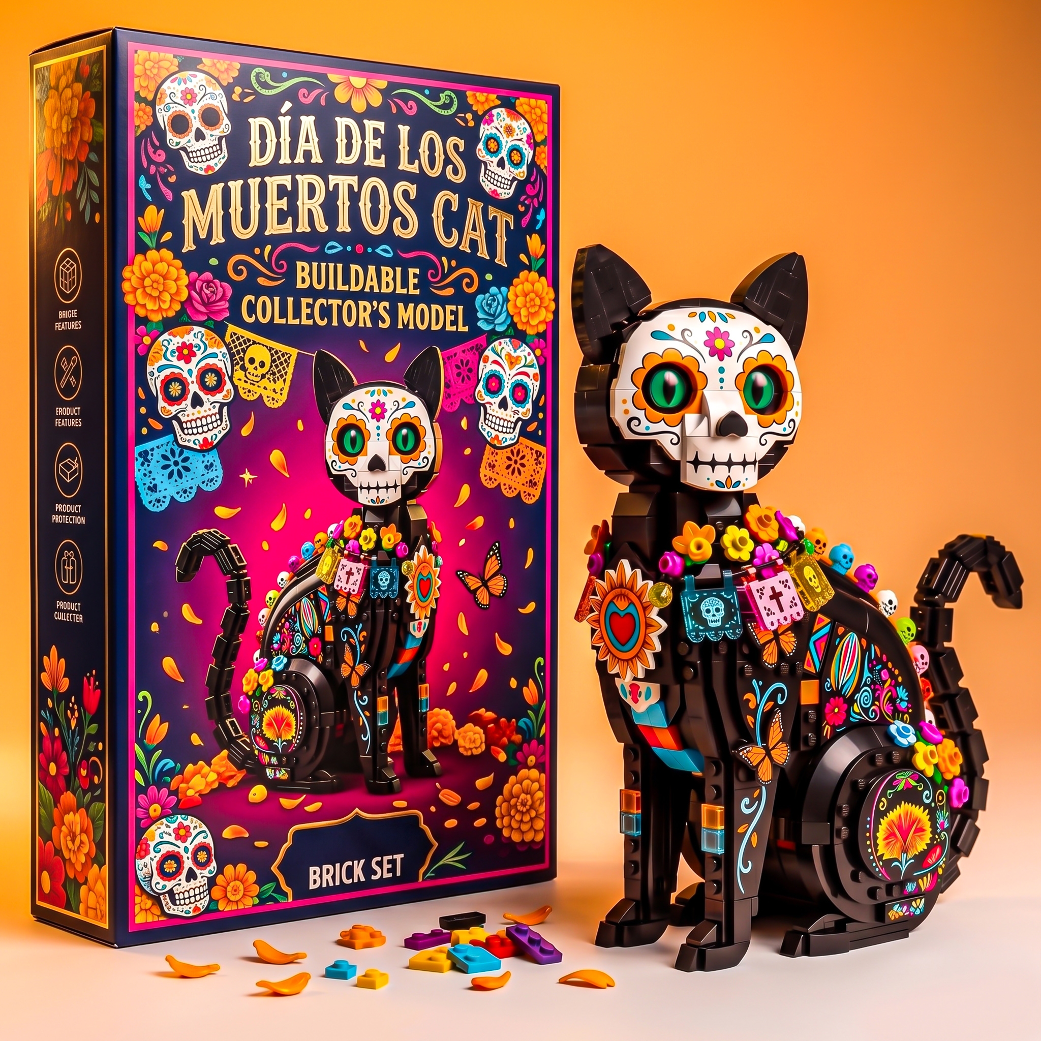 Day of the Dead Calavera Cat Building Set