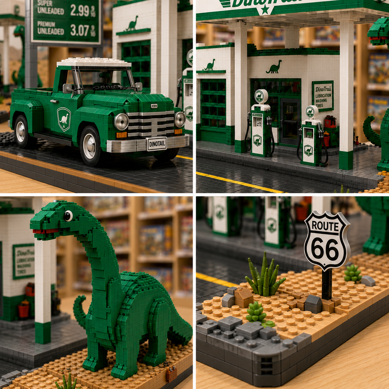DinoTrail Route 66 Gas Station Collector Building Set