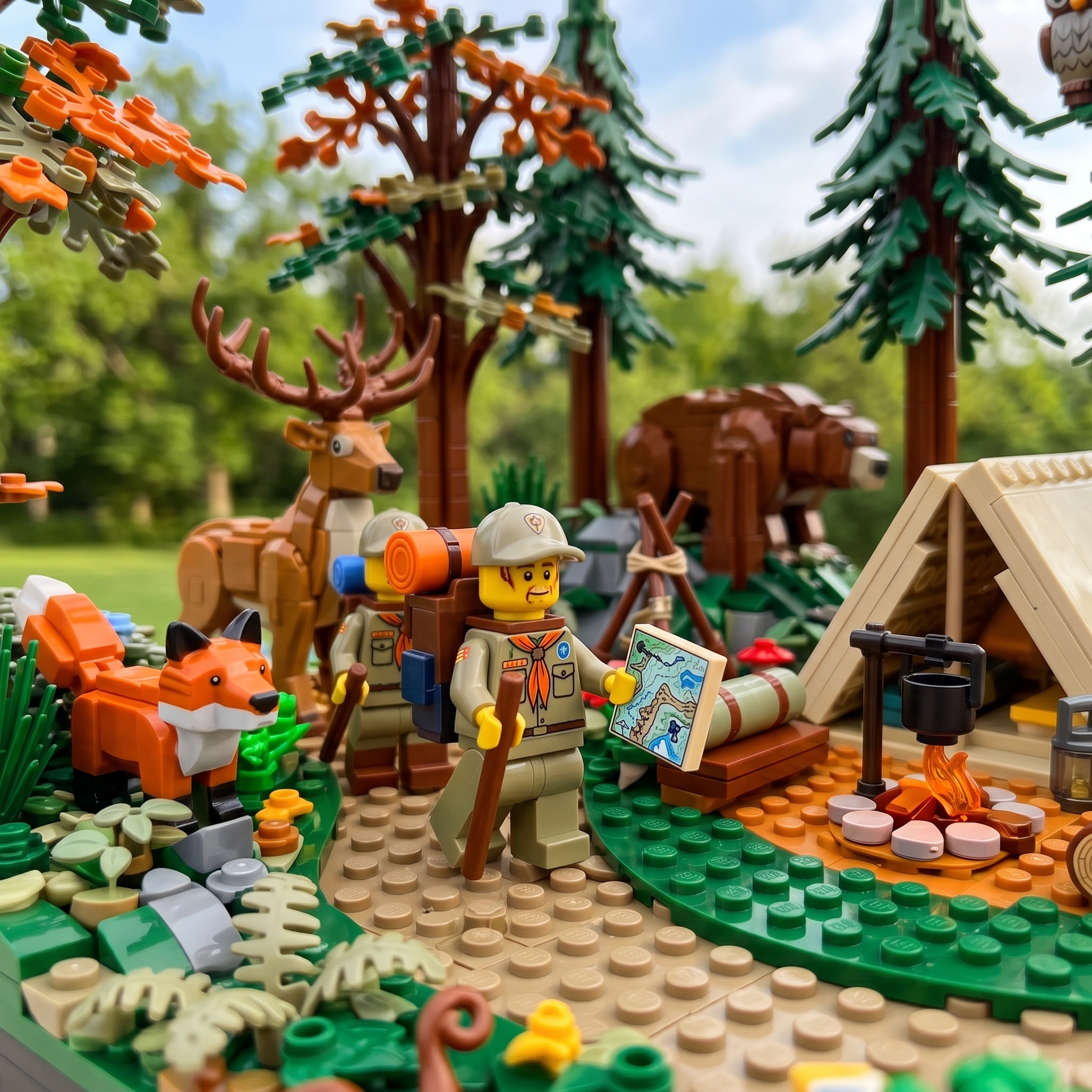 Forest Scout Camp Adventure Building Blocks Set