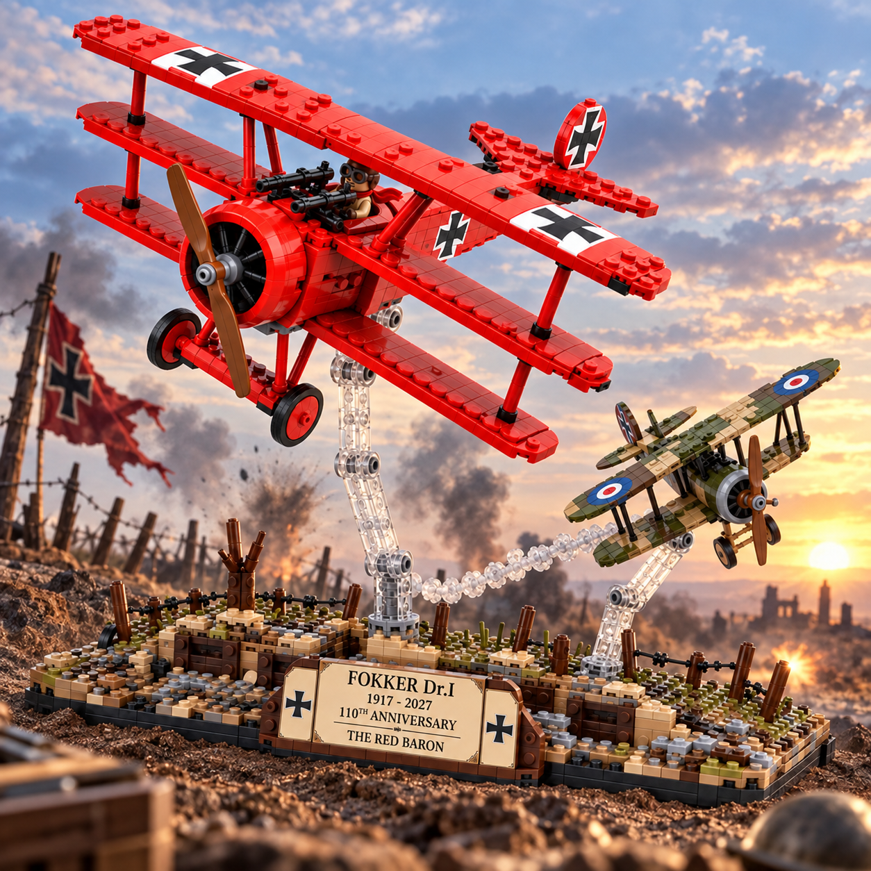 FOKKER Dr.I 1917–2027 110th Anniversary – THE RED BARON Building Block Set