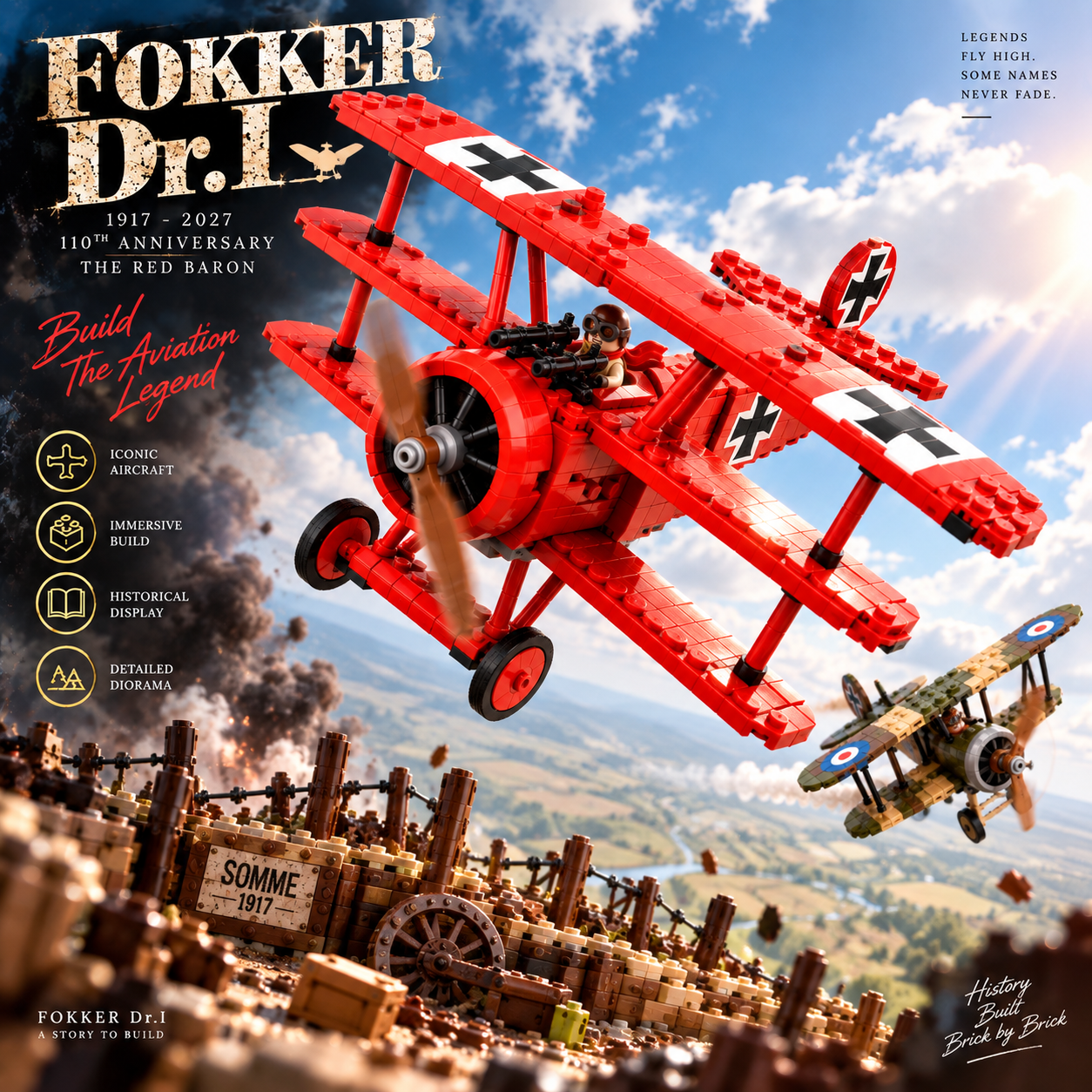 FOKKER Dr.I 1917–2027 110th Anniversary – THE RED BARON Building Block Set